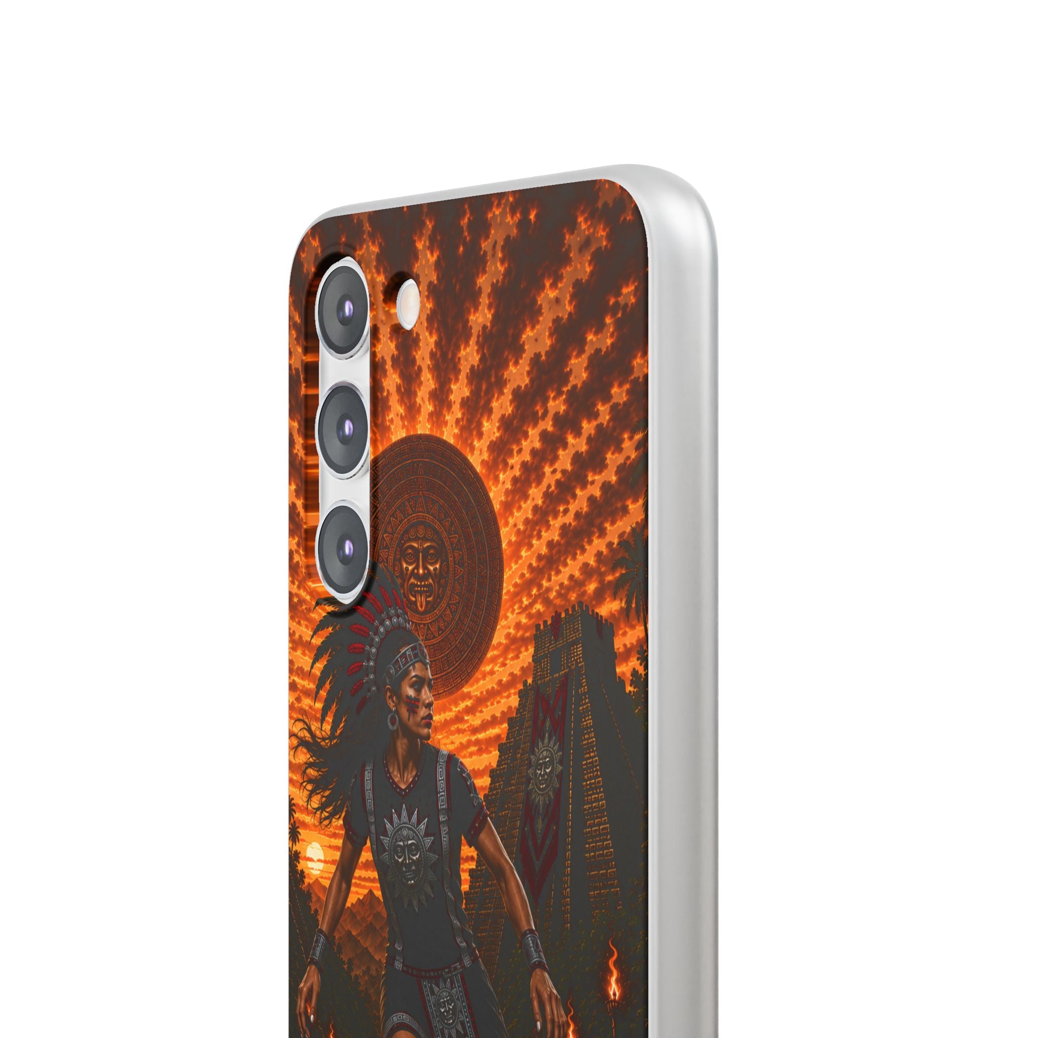 Aztec Soccer Female Warrior – Flexi Phone Case (iPhone & Samsung • Clear TPU • Made & Shipped in the USA • 🚚 FREE USA Shipping • Personalized Option)