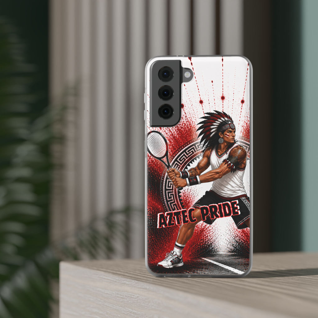 Aztec Tennis Male Warrior – Flexi Phone Case (iPhone & Samsung • Clear TPU • Made & Shipped in the USA • 🚚 FREE USA Shipping • Personalized Option)