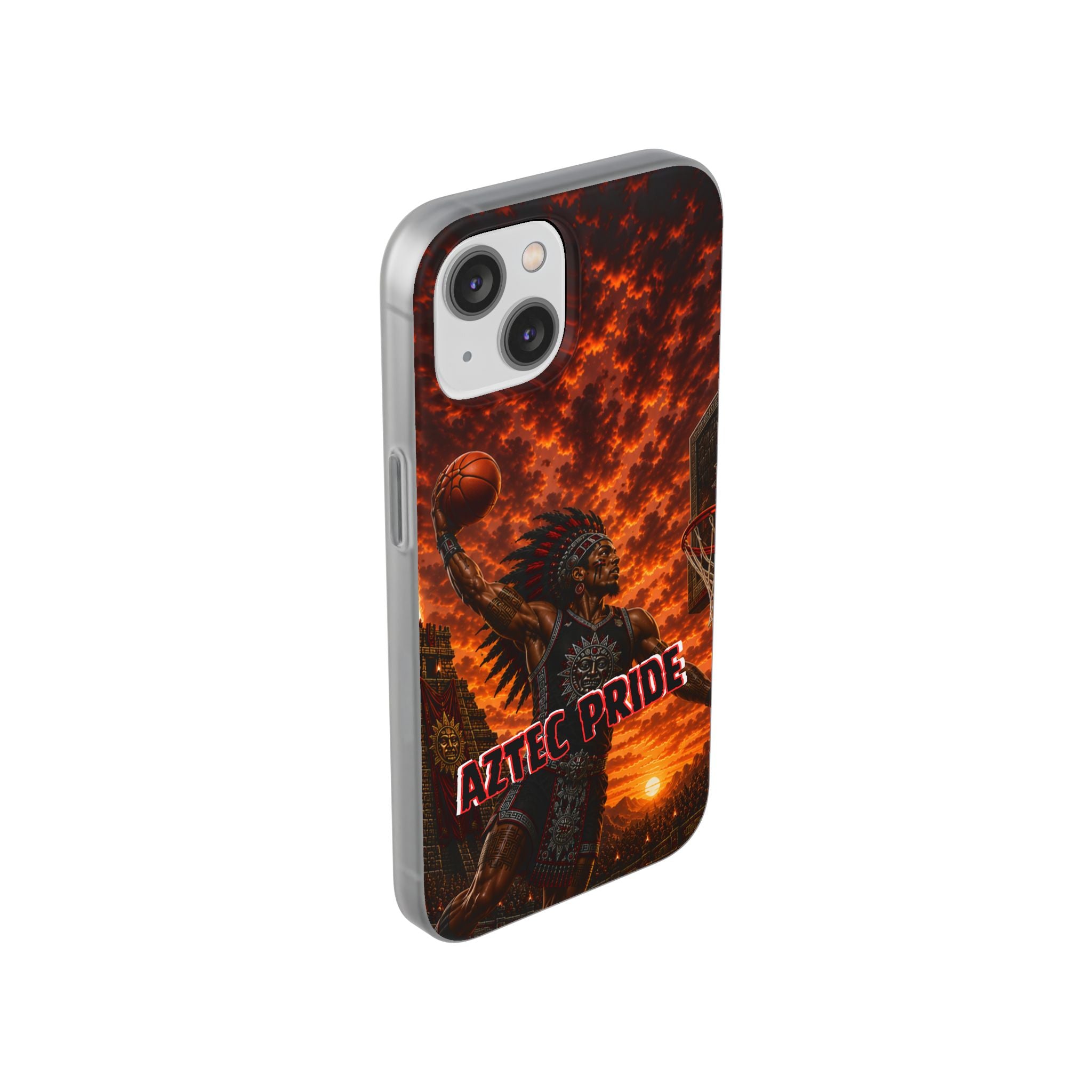 Aztec Basketball Male Warrior – Flexi Phone Case (iPhone & Samsung • Clear TPU • Made & Shipped in the USA • 🚚 FREE USA Shipping • Personalized Option)