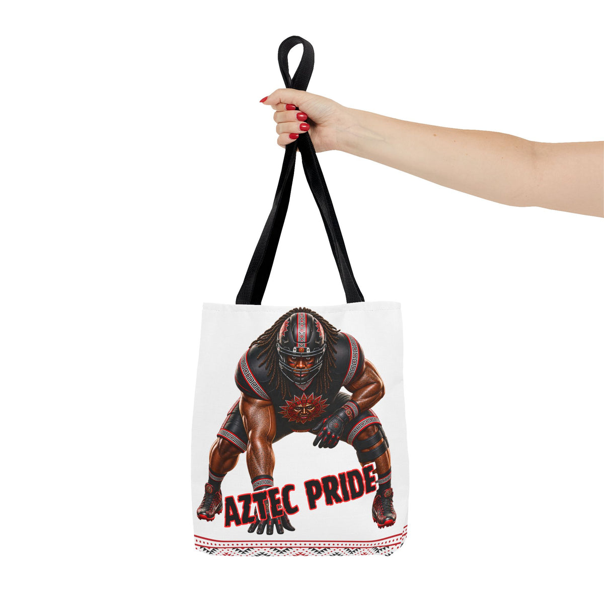 Aztec Football O-Line Warrior Tote Bag | Aztec-Inspired AI Art • Made & Shipped in the USA • 🚚 FREE USA Shipping • FREE Personalization
