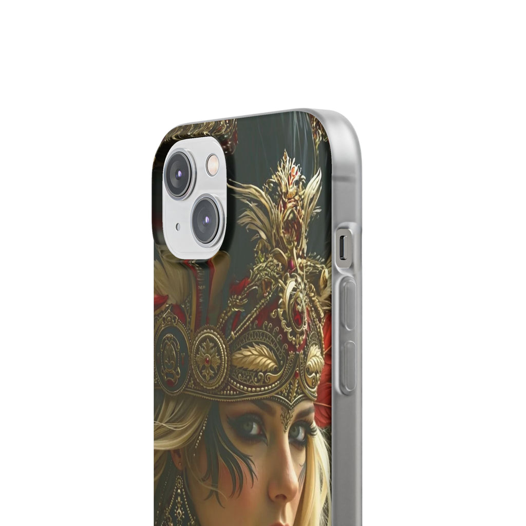 Aztec Fireheart Queen – Flexi Phone Case (iPhone & Samsung • Clear TPU • Made in USA • Personalized Option)