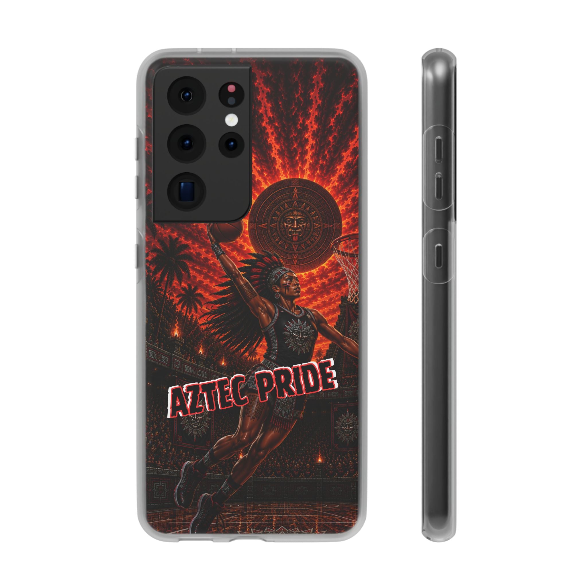 Aztec Basketball Female Warrior – Flexi Phone Case (iPhone & Samsung • Clear TPU • Made & Shipped in the USA • 🚚 FREE USA Shipping • Personalized Option)