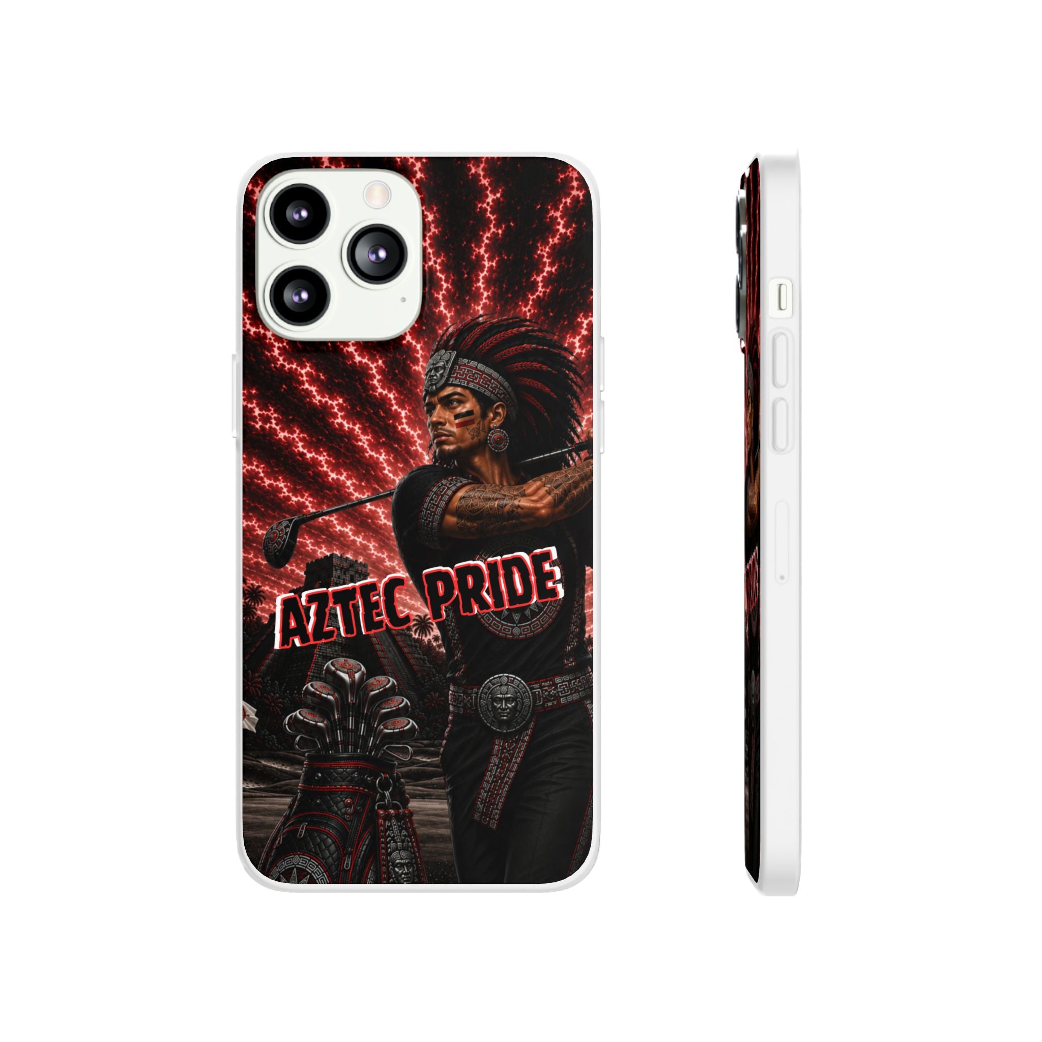 Aztec Golf Male Warrior – Flexi Phone Case (iPhone & Samsung • Clear TPU • Made & Shipped in the USA • 🚚 FREE USA Shipping • Personalized Option)