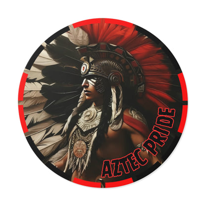 Aztec Fierce Warrior Round Vinyl Sticker – Waterproof Matte Decal (2”–6”)