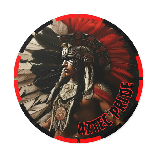 Aztec Fierce Warrior Round Vinyl Sticker – Waterproof Matte Decal (2”–6”)