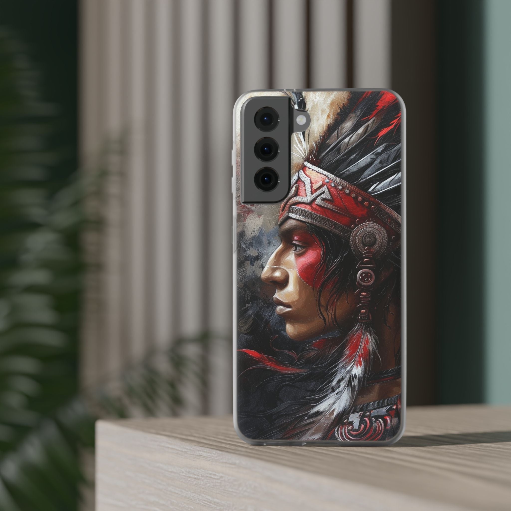 Aztec Silent Warrior – Flexi Phone Case (iPhone & Samsung • Clear TPU • Made in USA • Personalized Option)