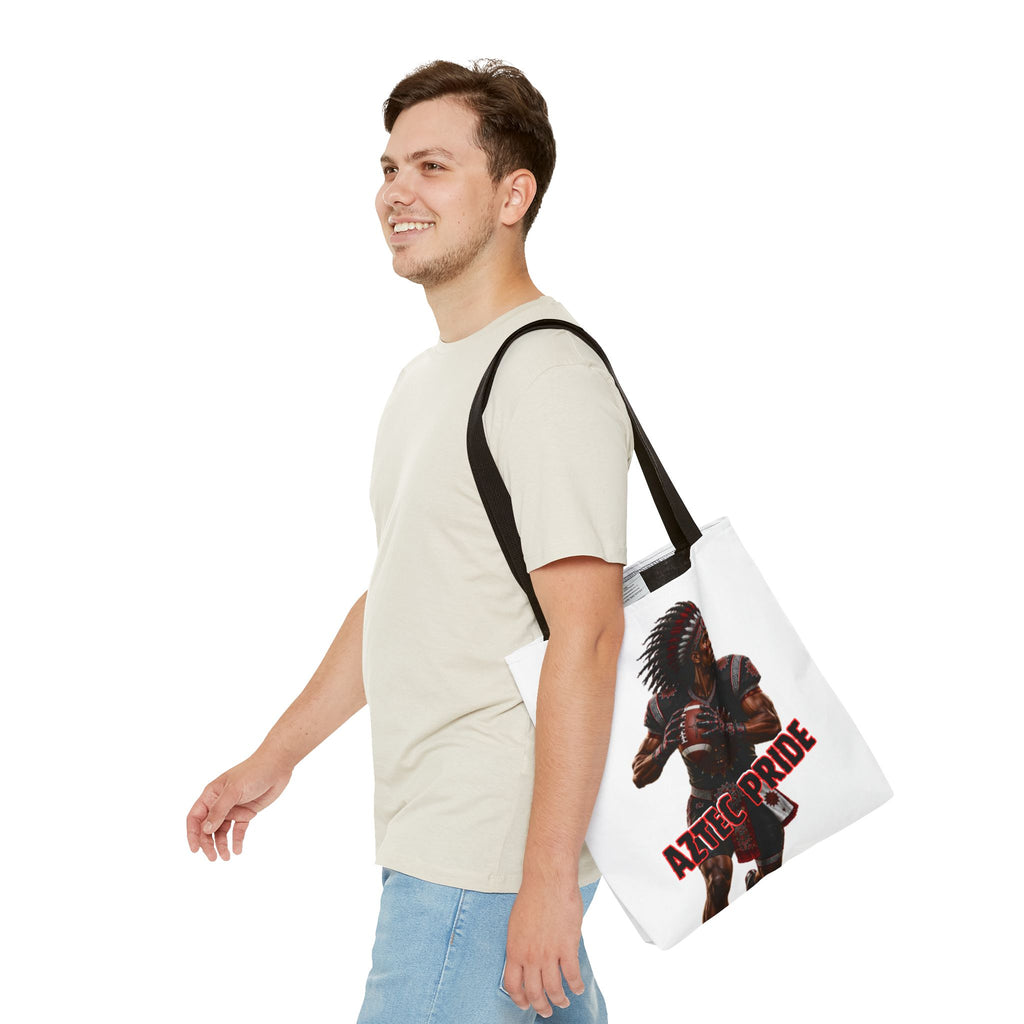 Aztec Football Quarterback Warrior Tote Bag | Aztec-Inspired AI Art • Made & Shipped in the USA • 🚚 FREE USA Shipping • FREE Personalization