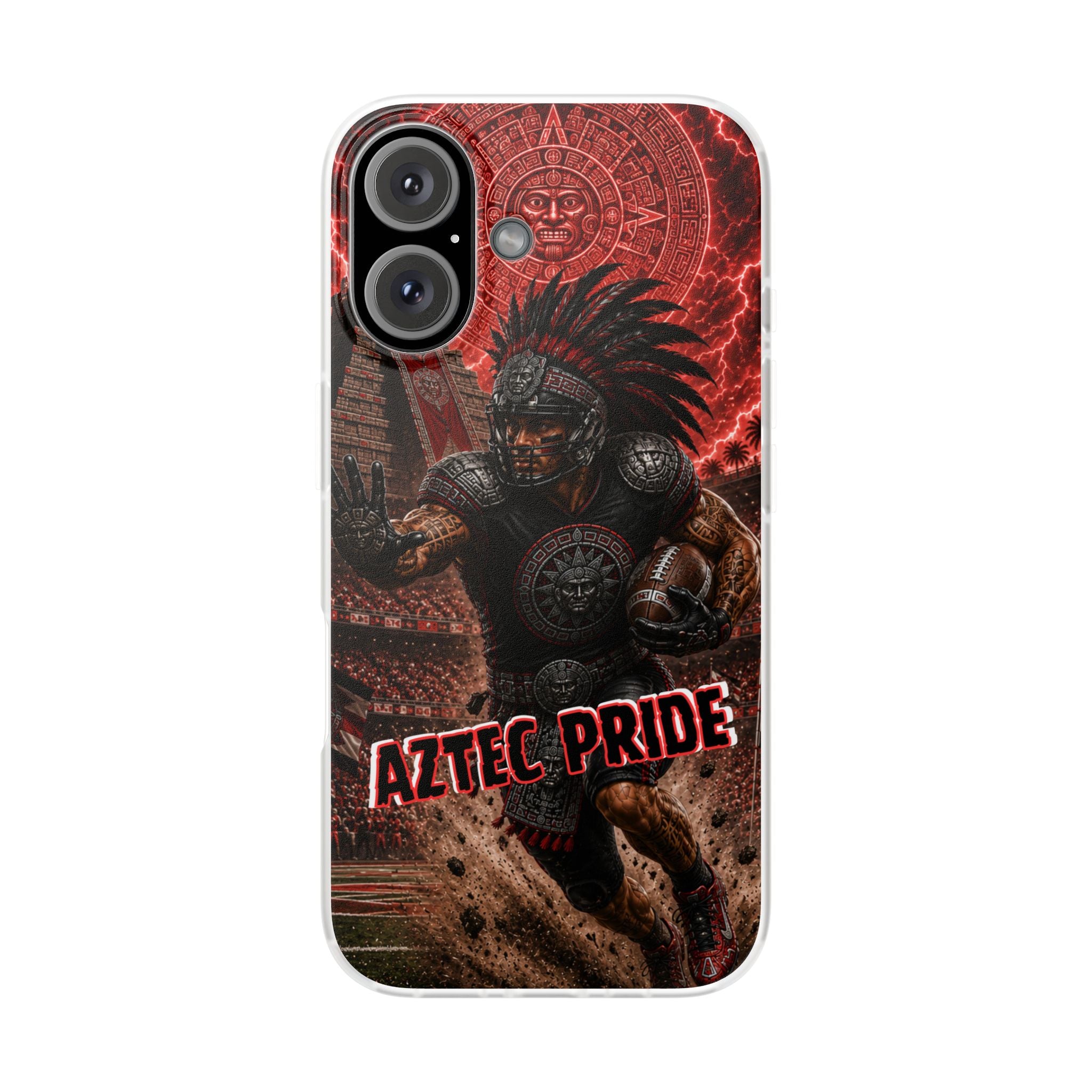 Aztec Football Warrior – Flexi Phone Case (iPhone & Samsung • Clear TPU • Made in USA • Personalized Option)
