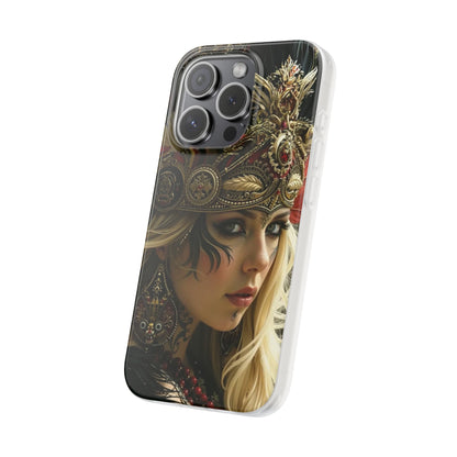 Aztec Fireheart Queen – Flexi Phone Case (iPhone & Samsung • Clear TPU • Made in USA • Personalized Option)