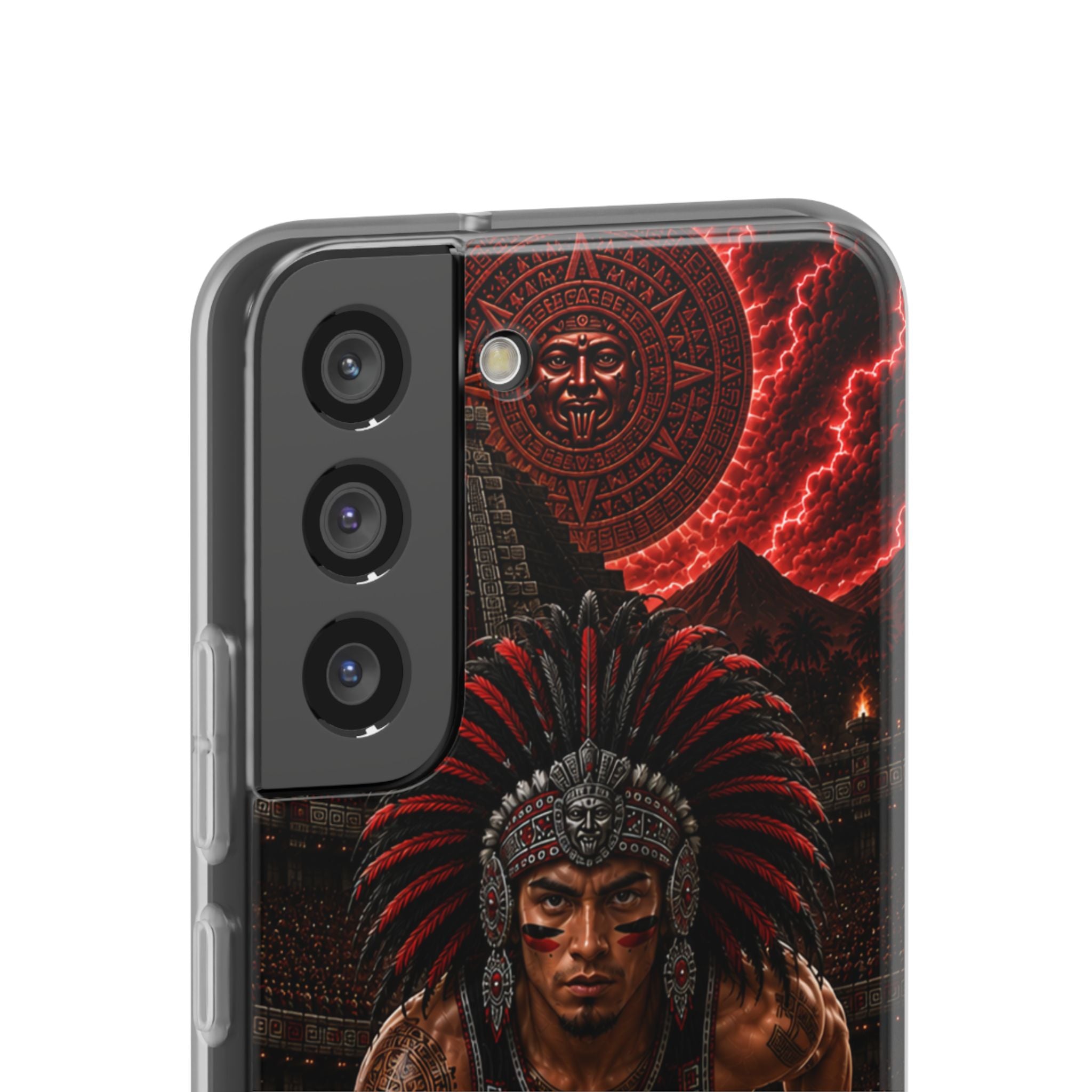 Aztec Track & Field Male Warrior – Flexi Phone Case (iPhone & Samsung • Clear TPU • Made & Shipped in the USA • 🚚 FREE USA Shipping • Personalized Option)