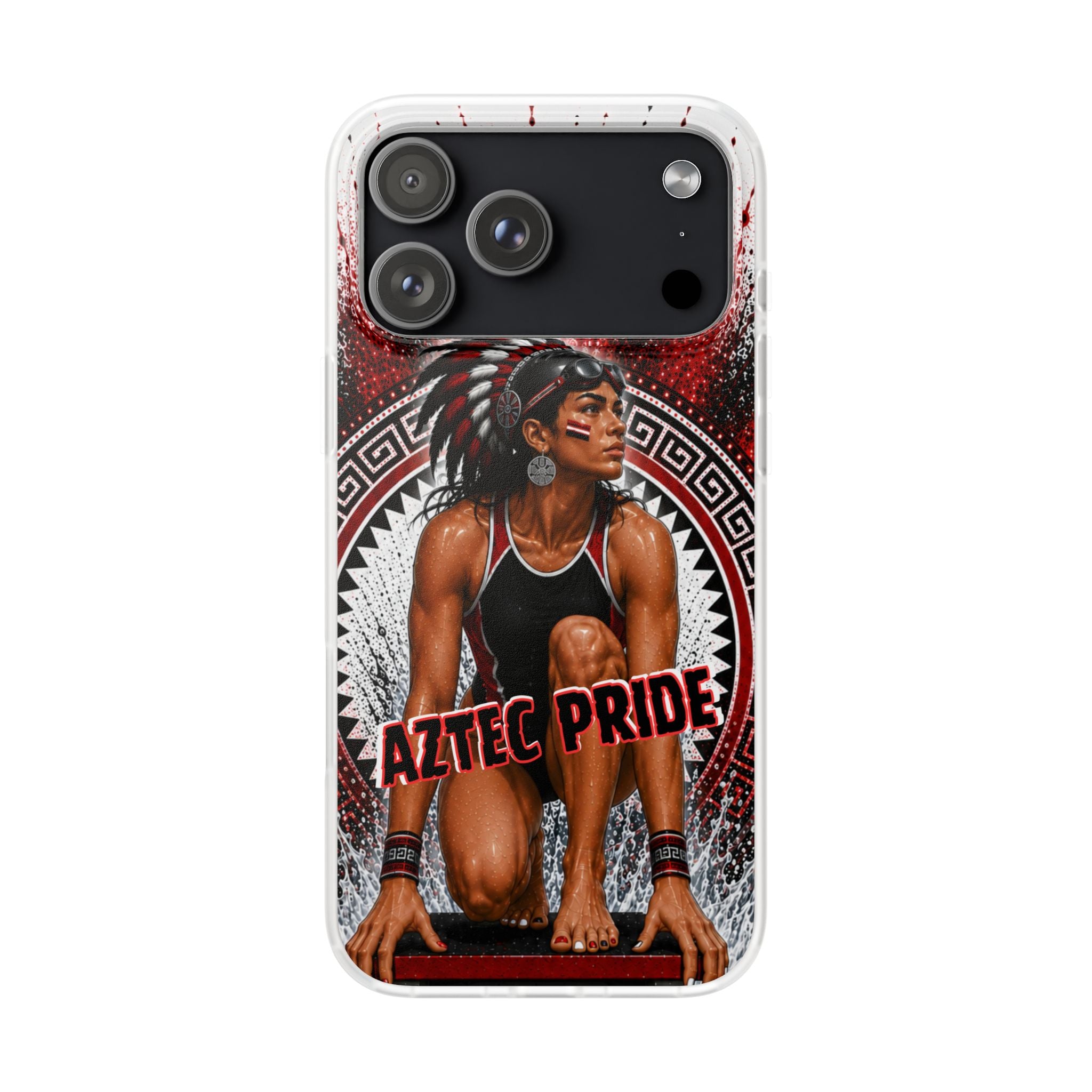 Aztec Swim & Dive Warrior – Flexi Phone Case (iPhone & Samsung • Clear TPU • Made & Shipped in the USA • 🚚 FREE USA Shipping • Personalized Option)
