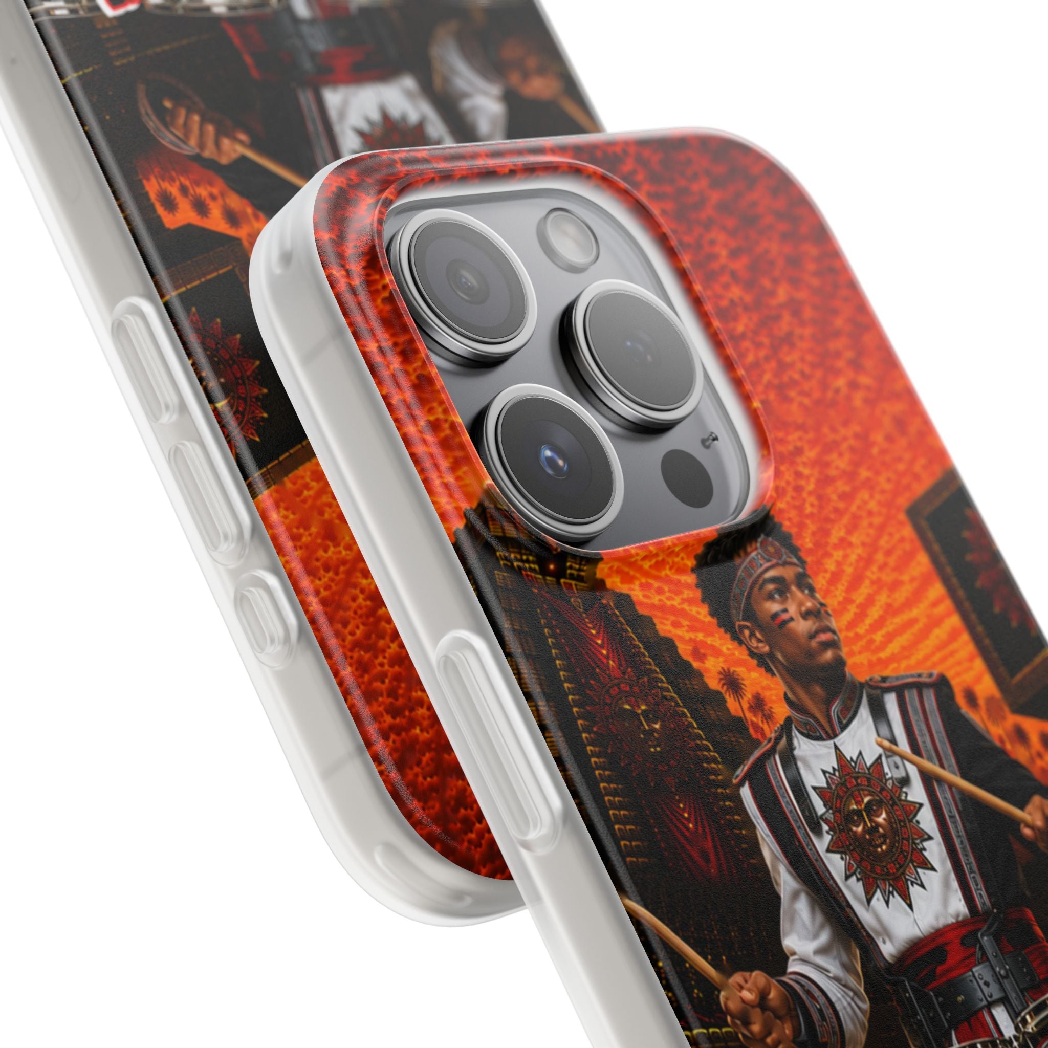 Aztec Band Warrior – Flexi Phone Case (iPhone & Samsung • Clear TPU • Made & Shipped in the USA • 🚚 FREE USA Shipping • Personalized Option)