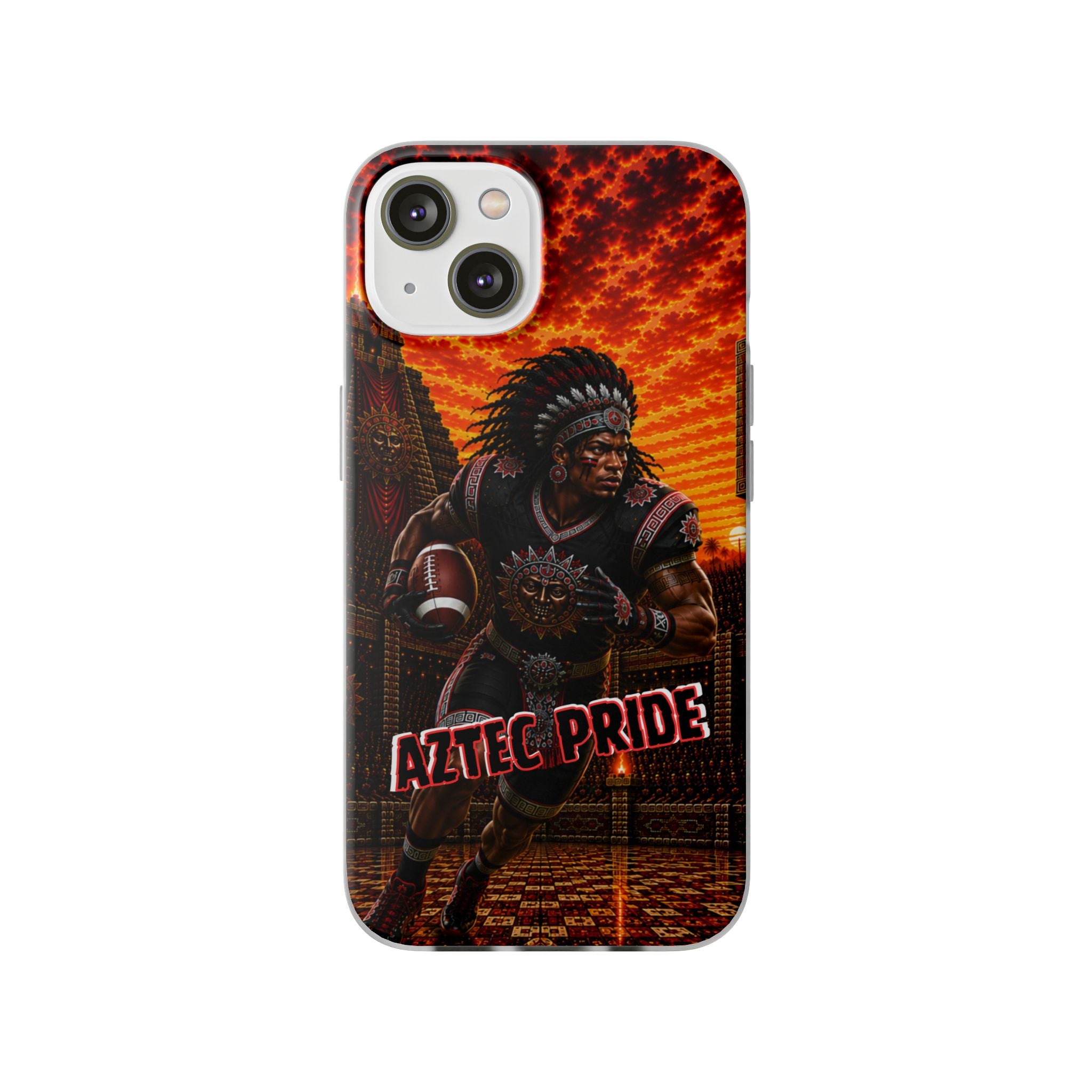 Aztec Football Warrior – Flexi Phone Case (iPhone & Samsung • Clear TPU • Made & Shipped in the USA • 🚚 FREE USA Shipping • Personalized Option)