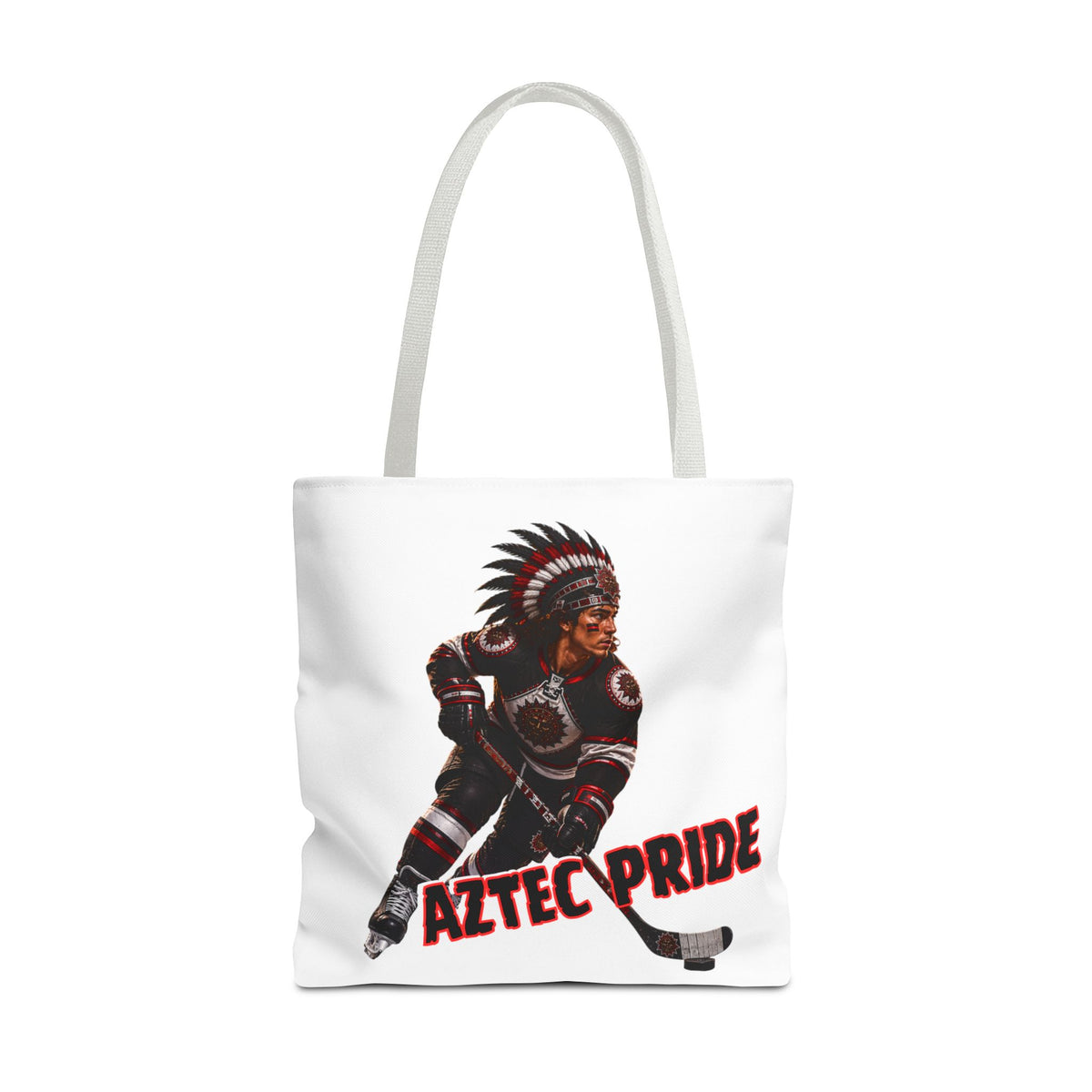 Aztec Hockey Warrior Tote Bag | Aztec-Inspired AI Art • Made & Shipped in the USA • 🚚 FREE USA Shipping • FREE Personalization