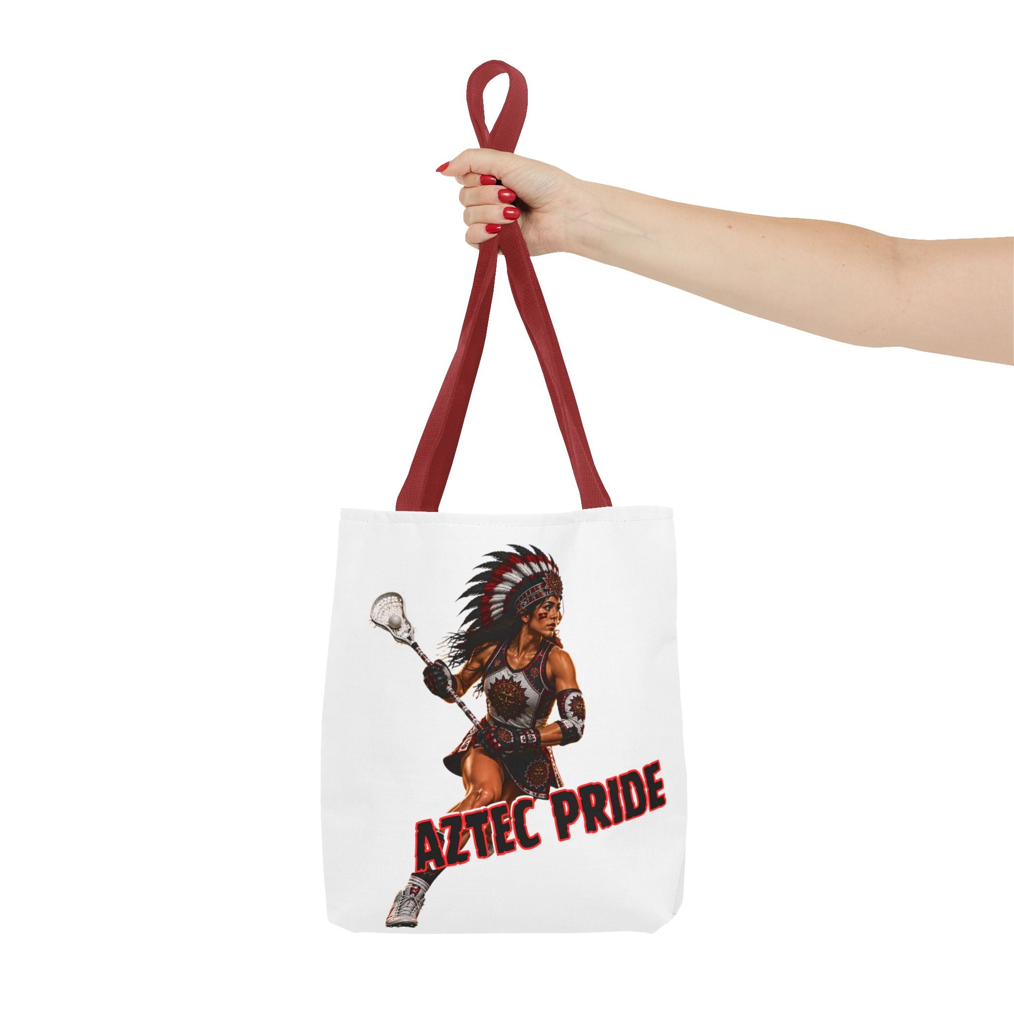 Aztec Lacrosse Female Warrior Tote Bag | Aztec-Inspired AI Art • Made & Shipped in the USA • 🚚 FREE USA Shipping • FREE Personalization