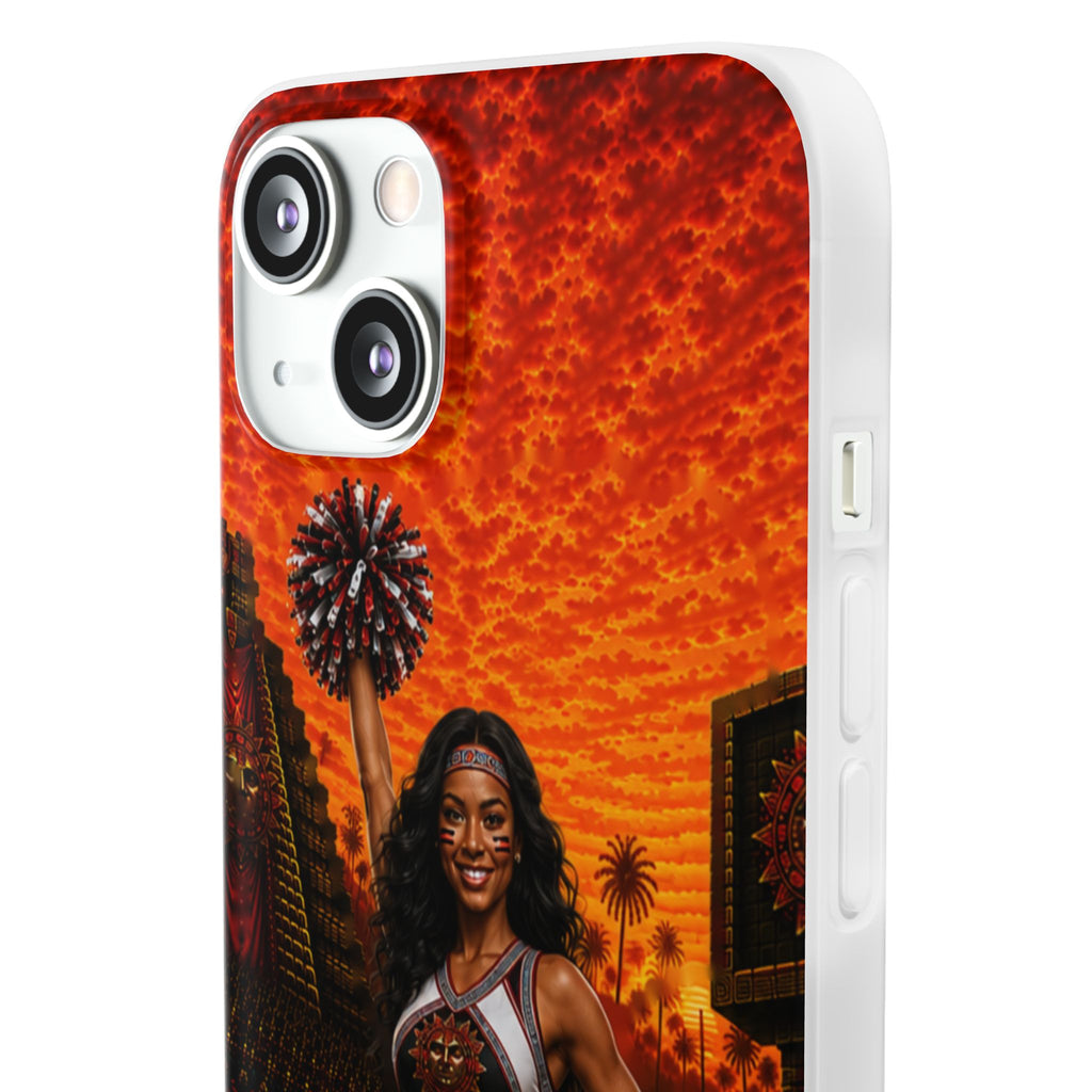 Aztec Cheerleader Warrior – Flexi Phone Case (iPhone & Samsung • Clear TPU • Made & Shipped in the USA • 🚚 FREE USA Shipping • Personalized Option)