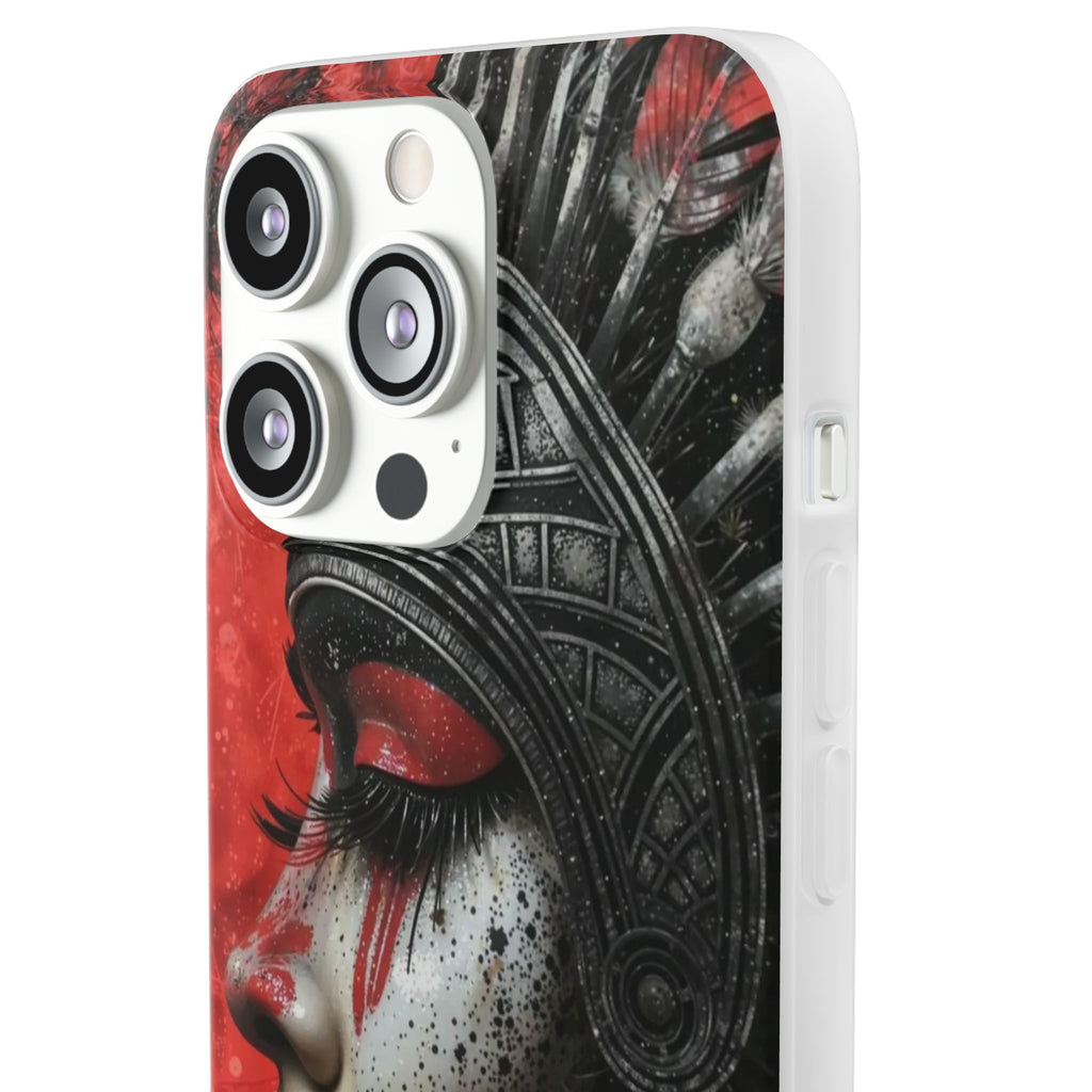 Aztec Fearless Goddess – Flexi Phone Case (iPhone & Samsung • Clear TPU • Made in USA • Personalized Option)