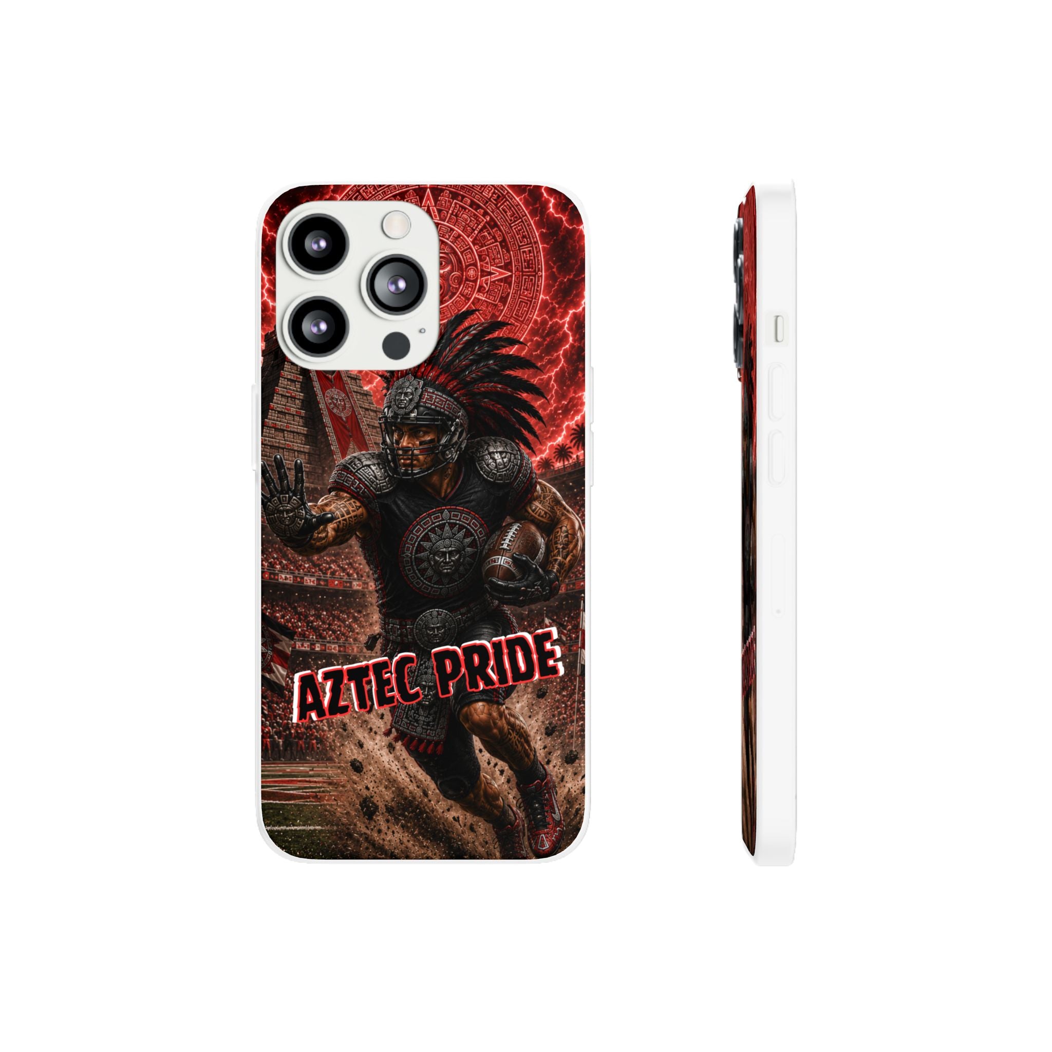 Aztec Football Warrior – Flexi Phone Case (iPhone & Samsung • Clear TPU • Made in USA • Personalized Option)