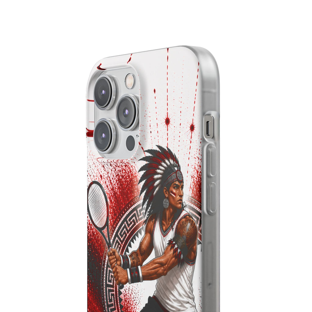 Aztec Tennis Male Warrior – Flexi Phone Case (iPhone & Samsung • Clear TPU • Made & Shipped in the USA • 🚚 FREE USA Shipping • Personalized Option)