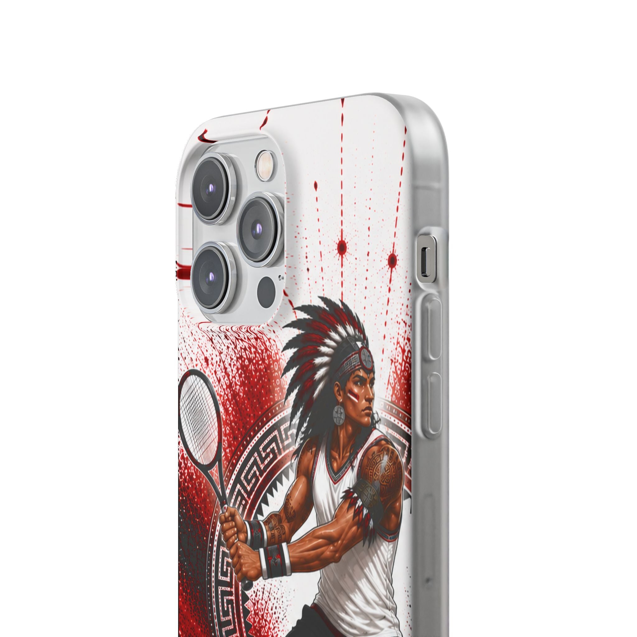 Aztec Tennis Male Warrior – Flexi Phone Case (iPhone & Samsung • Clear TPU • Made & Shipped in the USA • 🚚 FREE USA Shipping • Personalized Option)