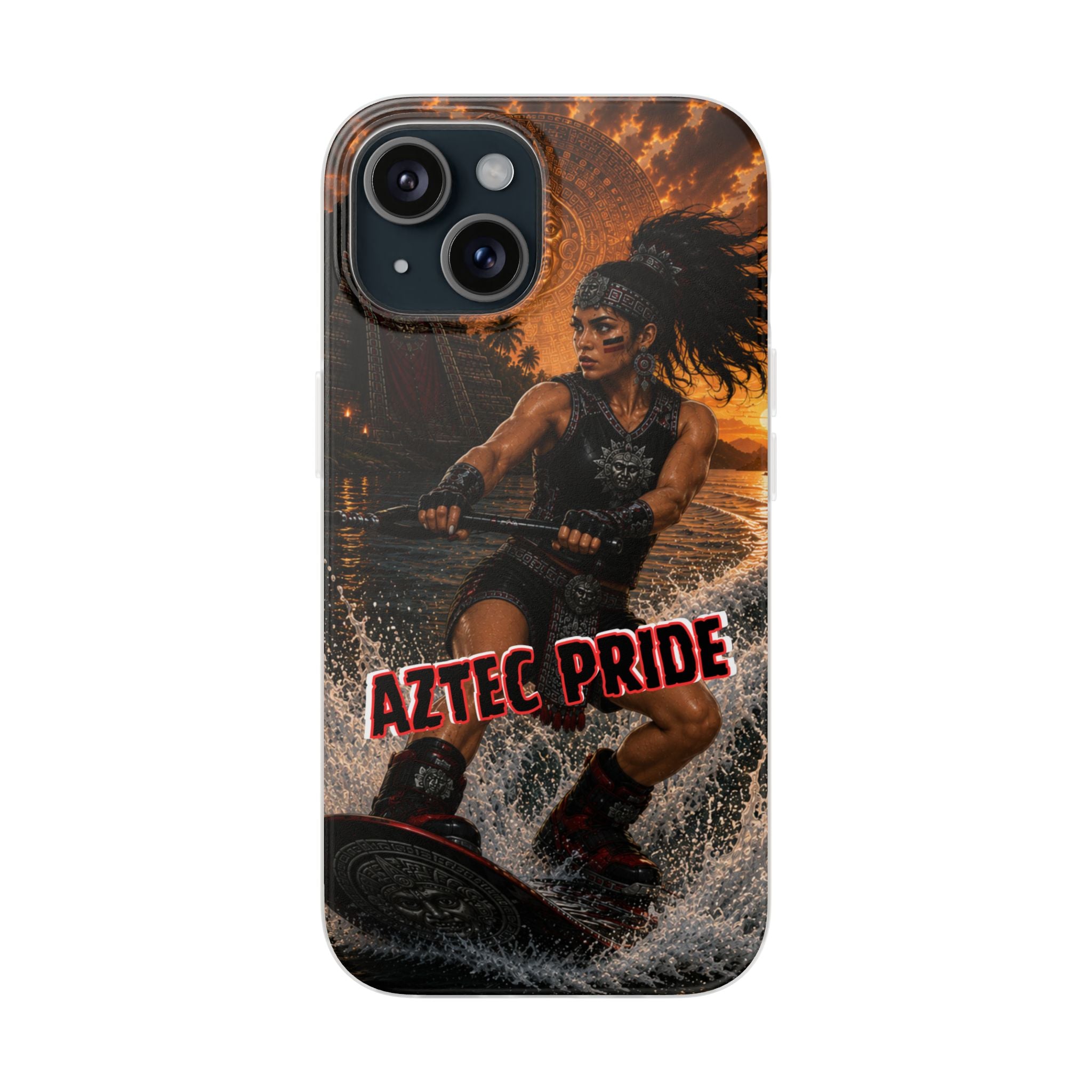 Aztec Wakeboard Female Warrior – Flexi Phone Case (iPhone & Samsung • Clear TPU • Made & Shipped in the USA • 🚚 FREE USA Shipping • Personalized Option)