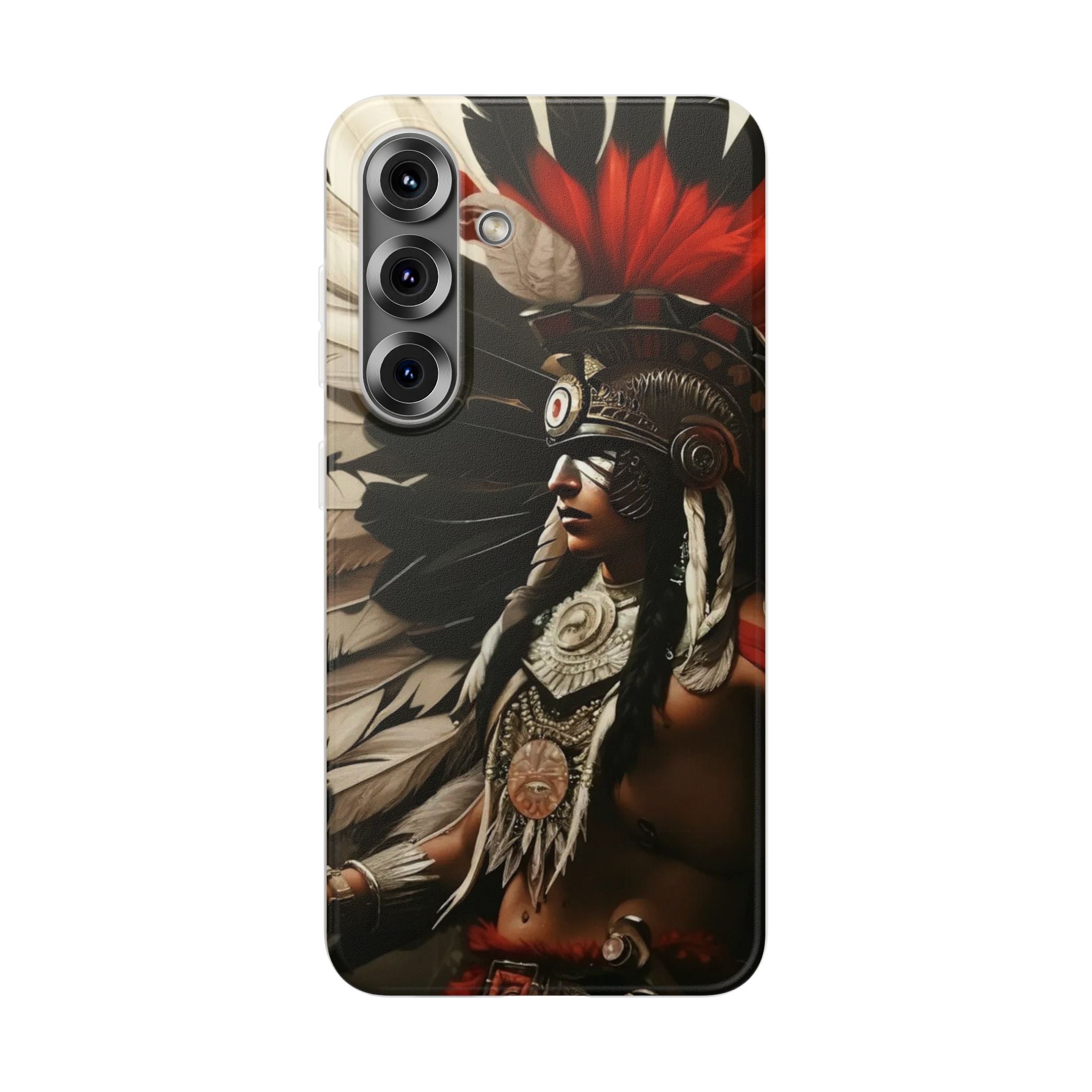 Aztec Fierce Warrior – Flexi Phone Case (iPhone & Samsung • Clear TPU • Made in USA • Personalized Option)