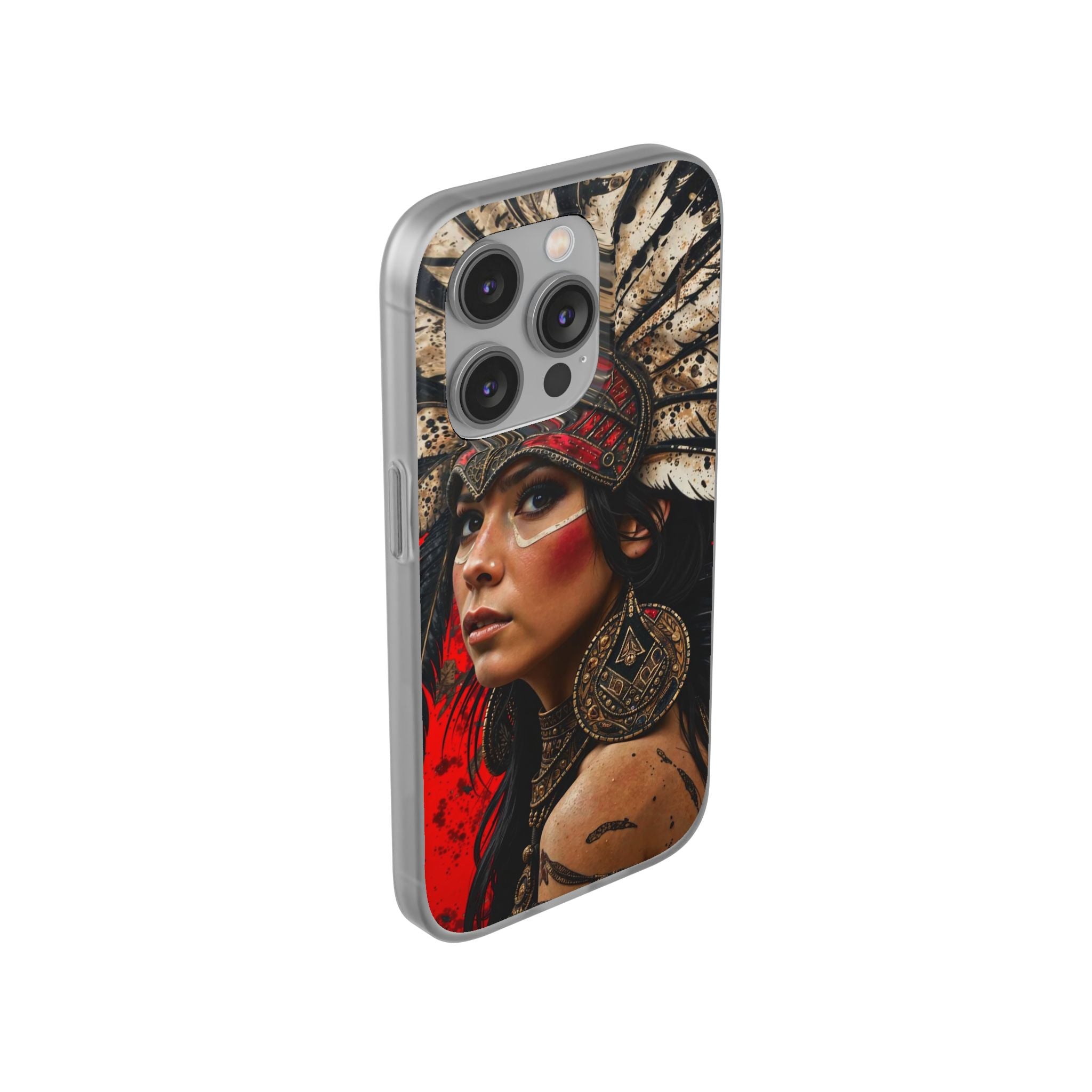 Aztec Moon Goddess – Flexi Phone Case (iPhone & Samsung • Clear TPU • Made in USA • Personalized Option)