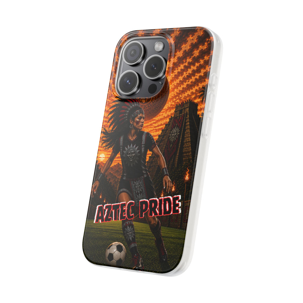 Aztec Soccer Female Warrior – Flexi Phone Case (iPhone & Samsung • Clear TPU • Made & Shipped in the USA • 🚚 FREE USA Shipping • Personalized Option)