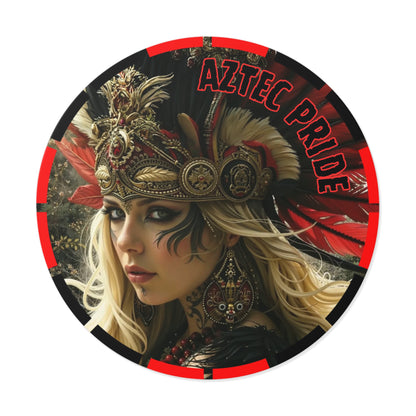 Aztec Fireheart Queen Round Vinyl Sticker – Waterproof Matte Decal (2”–6”)