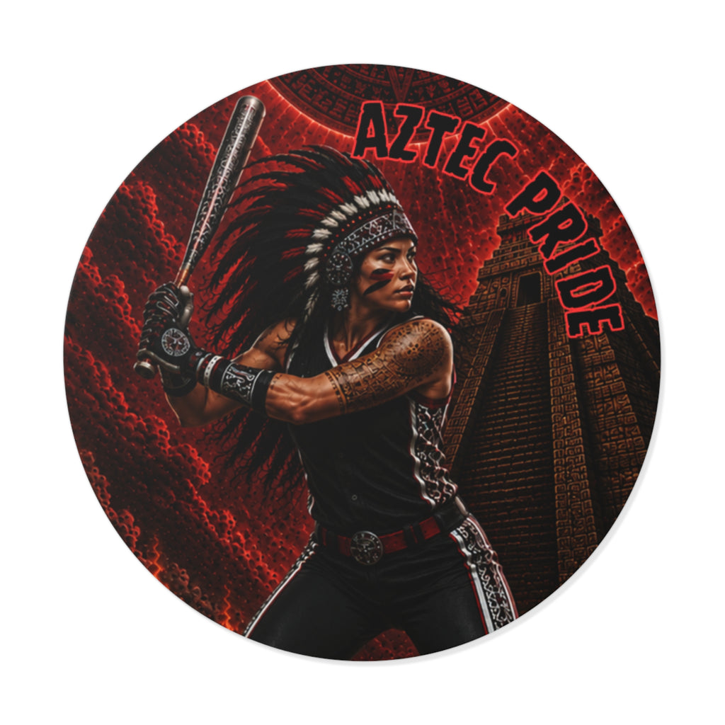 Aztec Softball Warrior Round Vinyl Sticker 2”–6” | Made & Shipped in the USA • 🚚 FREE USA Shipping • Personalized Option