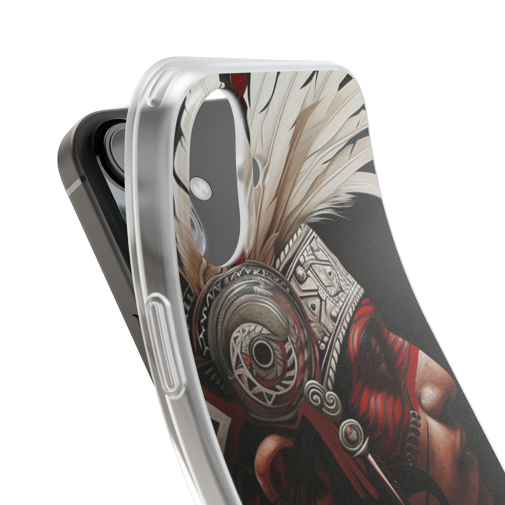 Aztec Warrior King – Flexi Phone Case (iPhone & Samsung • Clear TPU • Made in USA • Personalized Option)
