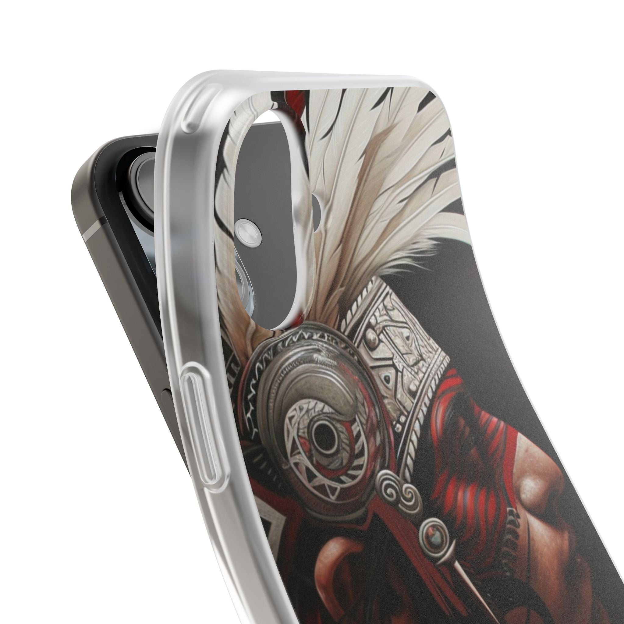 Aztec Warrior King – Flexi Phone Case (iPhone & Samsung • Clear TPU • Made in USA • Personalized Option)