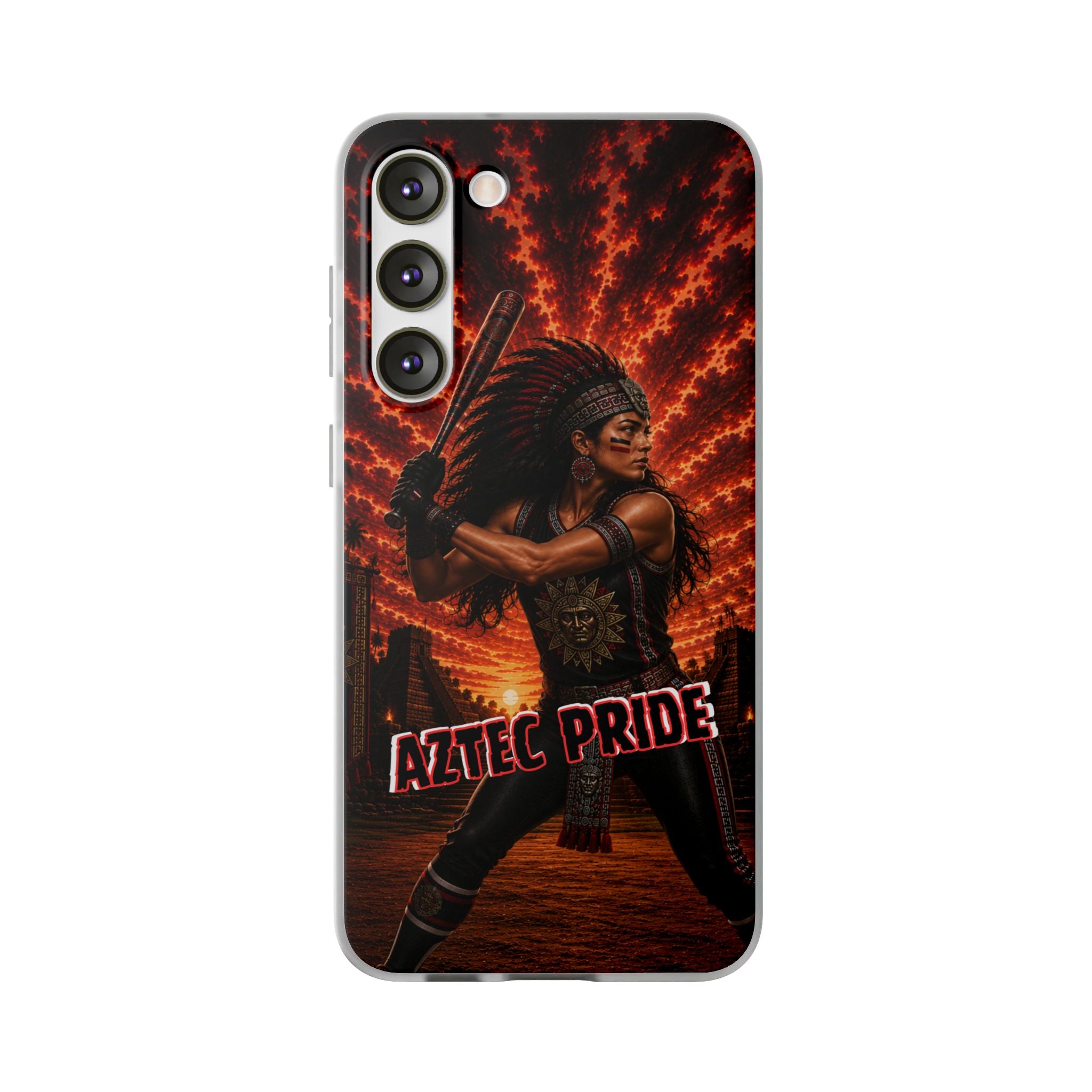 Aztec Softball Warrior – Flexi Phone Case (iPhone & Samsung • Clear TPU • Made & Shipped in the USA • 🚚 FREE USA Shipping • Personalized Option)