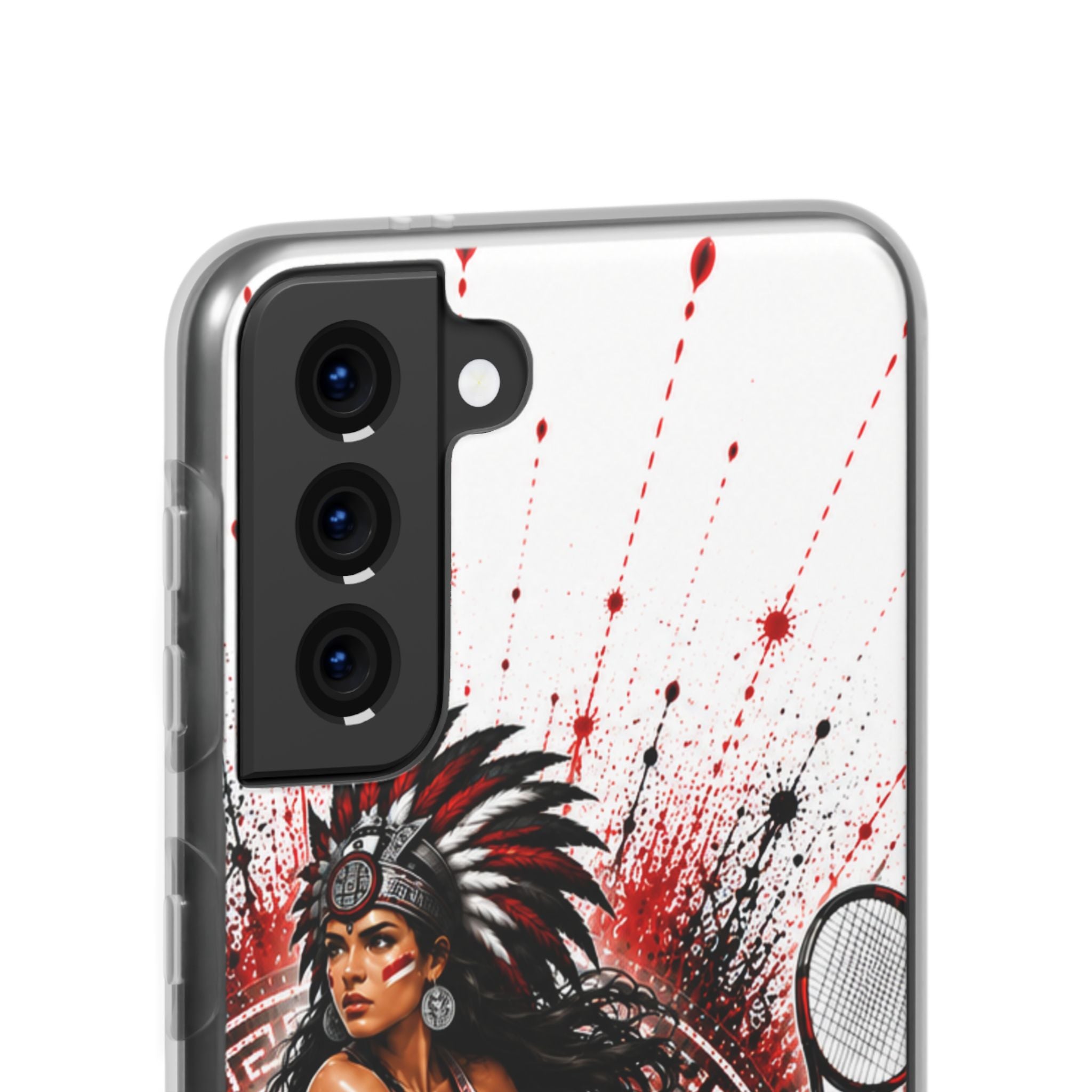 Aztec Tennis Female Warrior – Flexi Phone Case (iPhone & Samsung • Clear TPU • Made & Shipped in the USA • 🚚 FREE USA Shipping • Personalized Option)