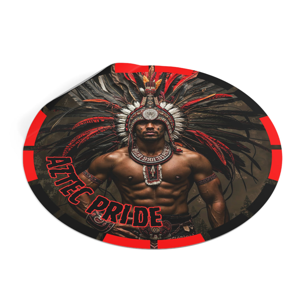 Aztec Warrior Eagle Round Vinyl Sticker – Waterproof Matte Decal (2”–6”)