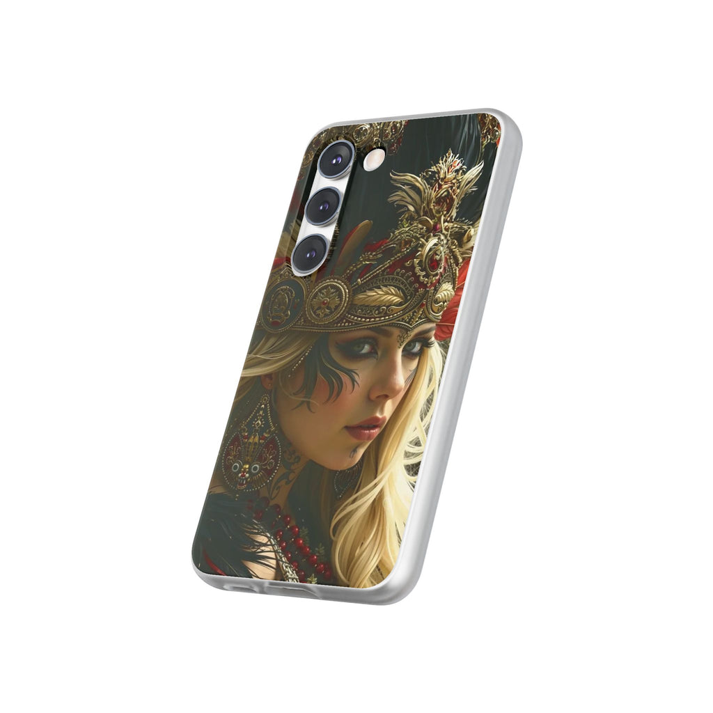 Aztec Fireheart Queen – Flexi Phone Case (iPhone & Samsung • Clear TPU • Made in USA • Personalized Option)