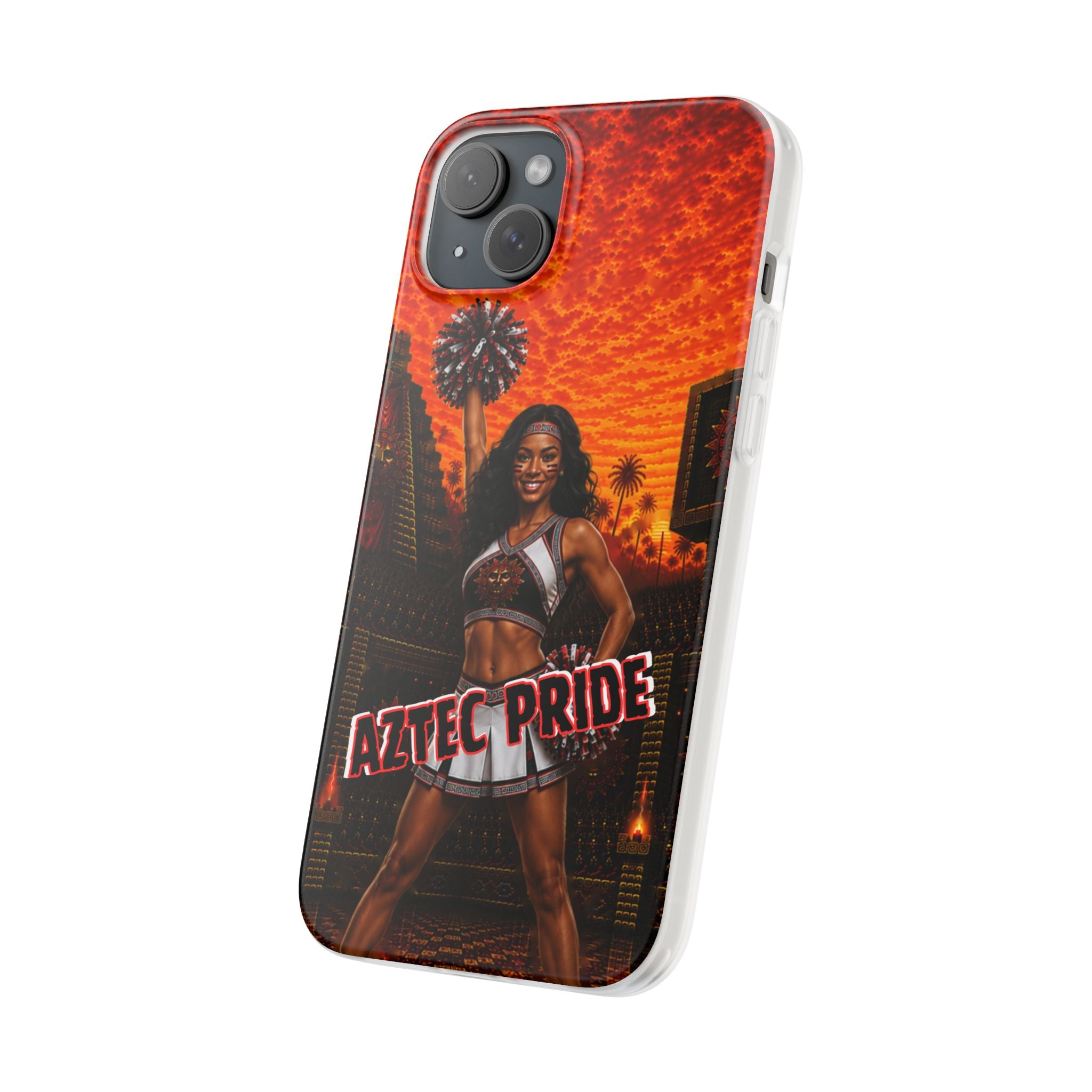 Aztec Cheerleader Warrior – Flexi Phone Case (iPhone & Samsung • Clear TPU • Made & Shipped in the USA • 🚚 FREE USA Shipping • Personalized Option)