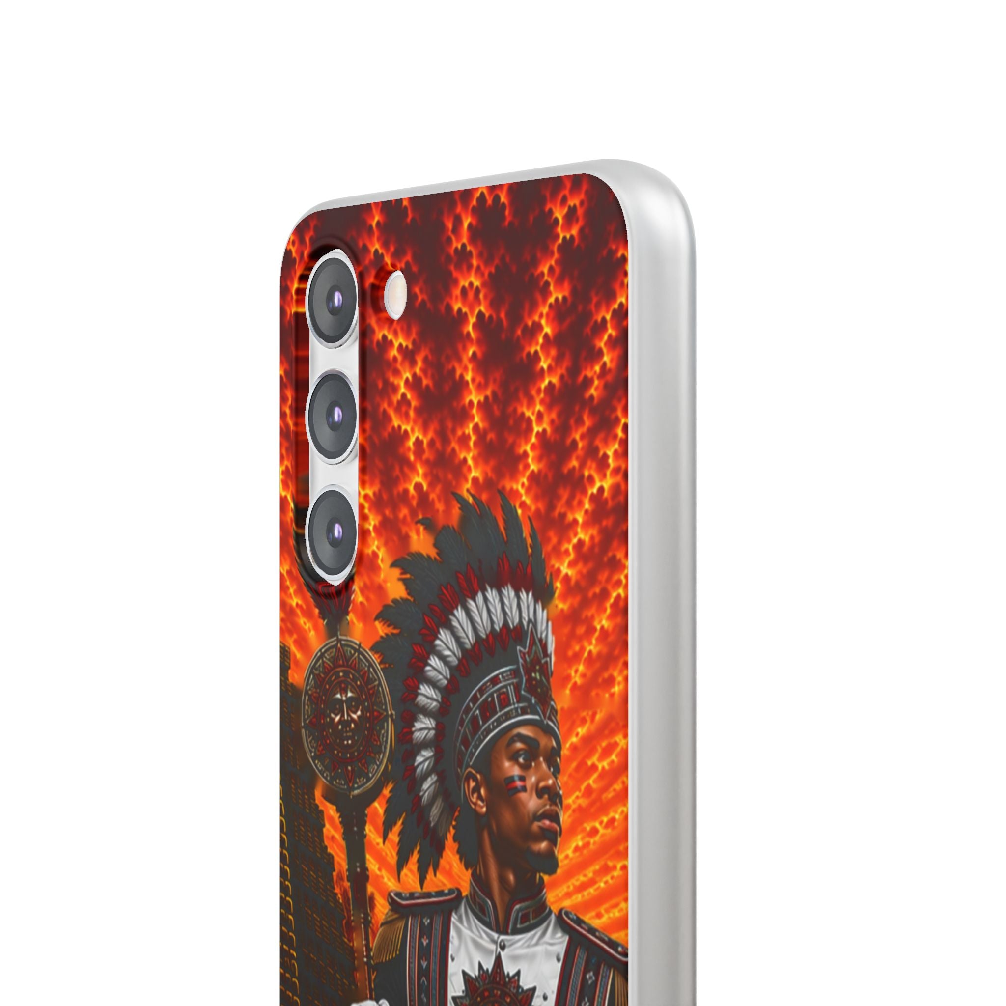 Aztec Drum Major Warrior – Flexi Phone Case (iPhone & Samsung • Clear TPU • Made & Shipped in the USA • 🚚 FREE USA Shipping • Personalized Option)