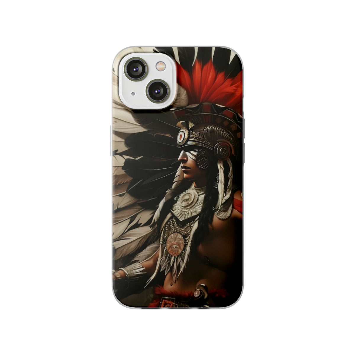 Aztec Fierce Warrior – Flexi Phone Case (iPhone & Samsung • Clear TPU • Made in USA • Personalized Option)