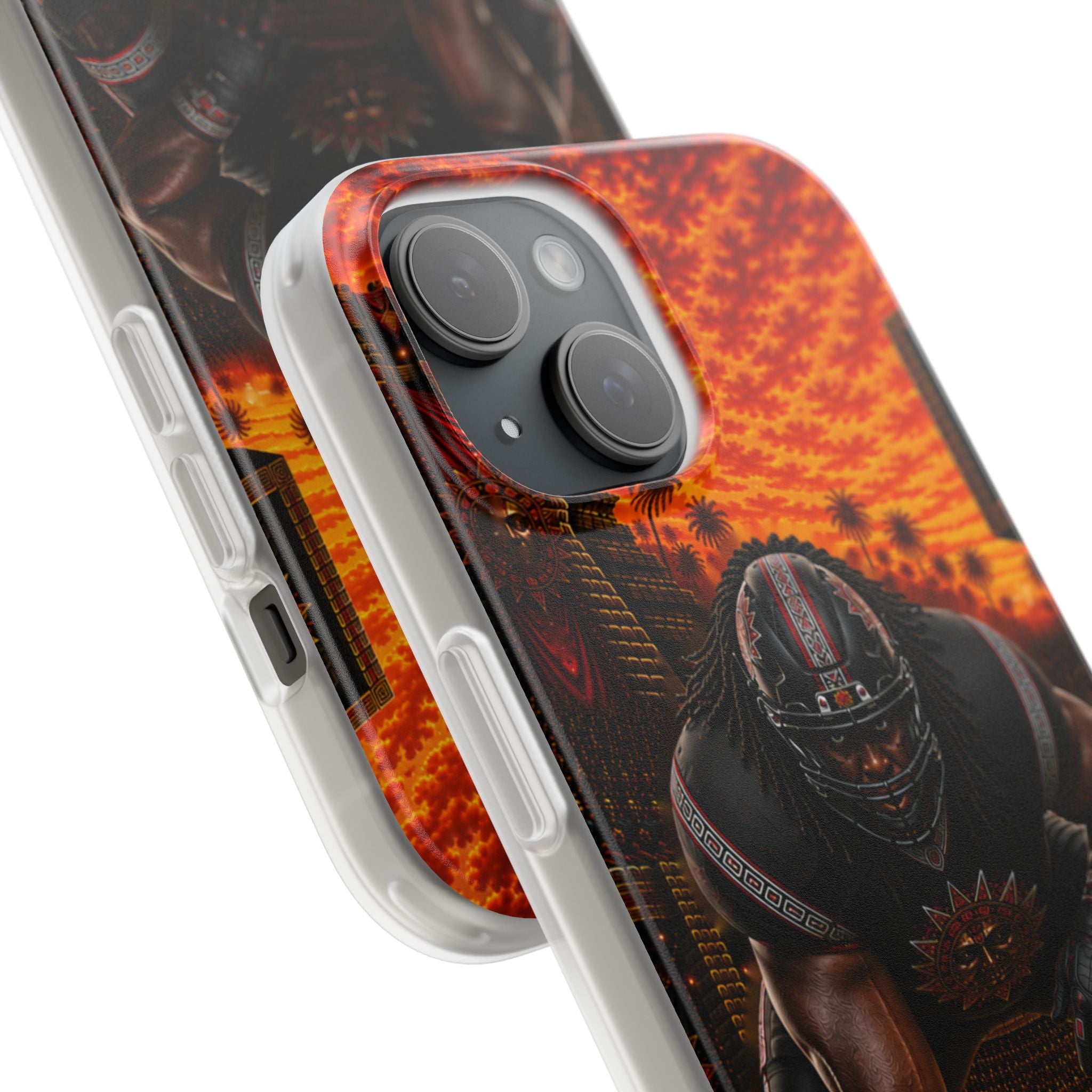 Aztec Football Warrior – Flexi Phone Case (iPhone & Samsung • Clear TPU • Made & Shipped in the USA • 🚚 FREE USA Shipping • Personalized Option)