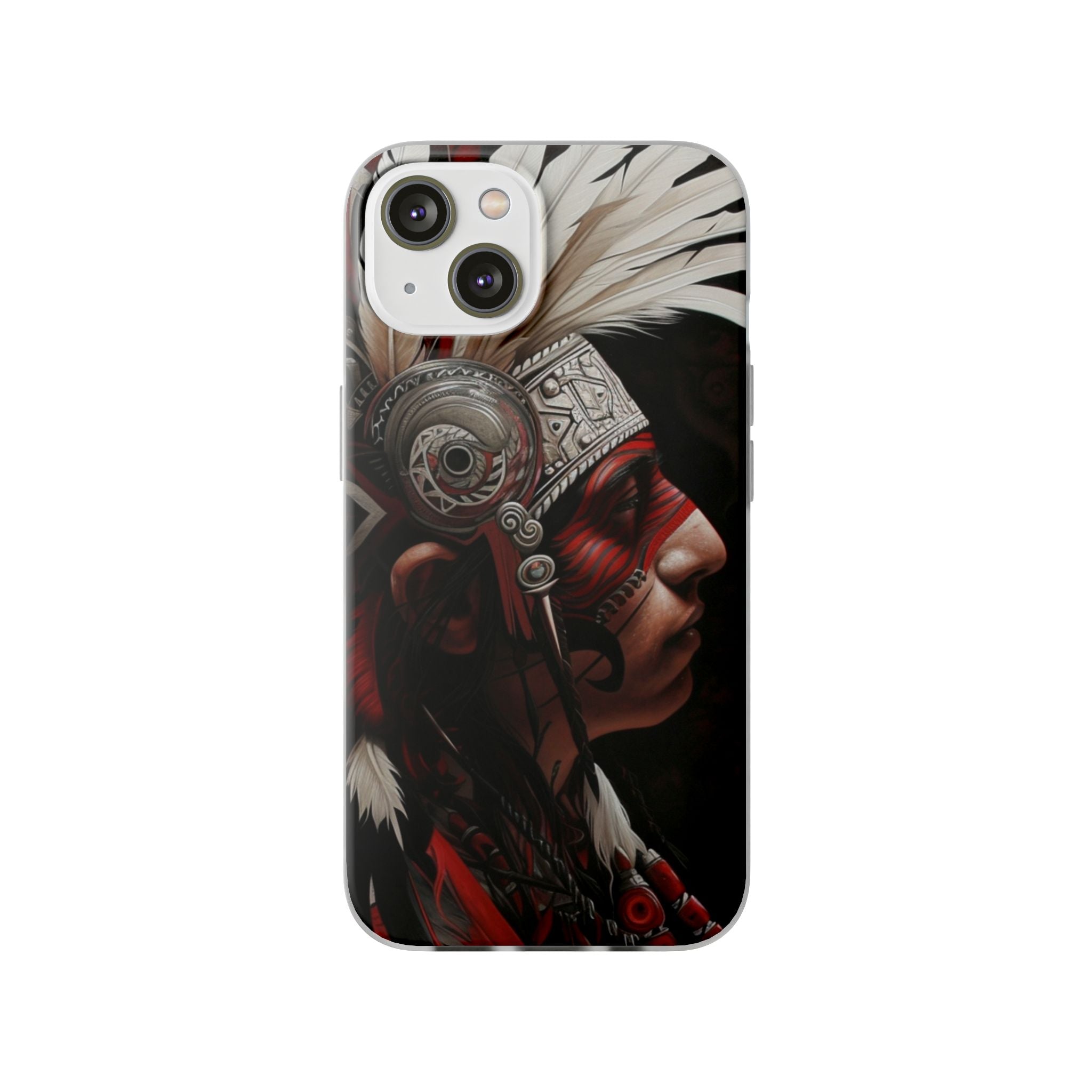 Aztec Warrior King – Flexi Phone Case (iPhone & Samsung • Clear TPU • Made in USA • Personalized Option)