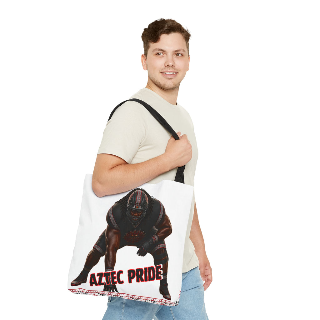 Aztec Football O-Line Warrior Tote Bag | Aztec-Inspired AI Art • Made & Shipped in the USA • 🚚 FREE USA Shipping • FREE Personalization