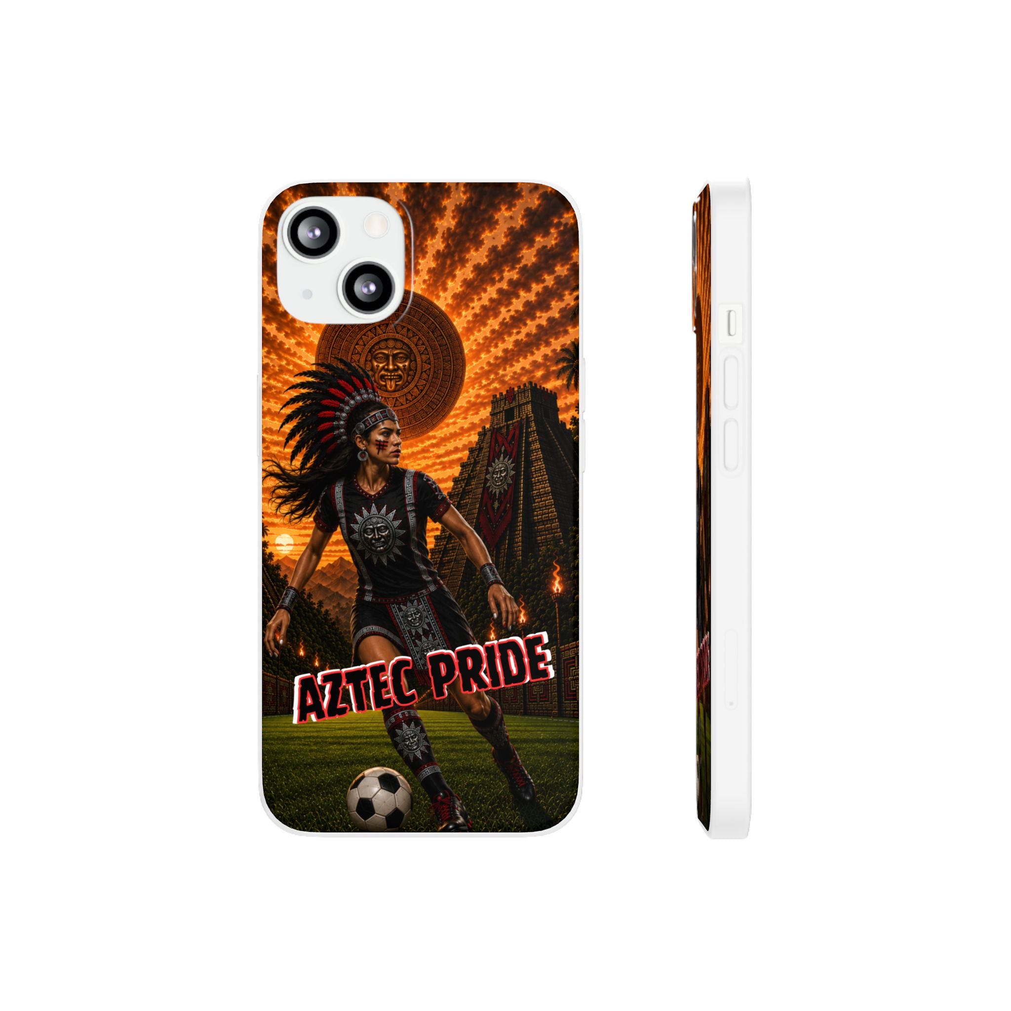 Aztec Soccer Female Warrior – Flexi Phone Case (iPhone & Samsung • Clear TPU • Made & Shipped in the USA • 🚚 FREE USA Shipping • Personalized Option)