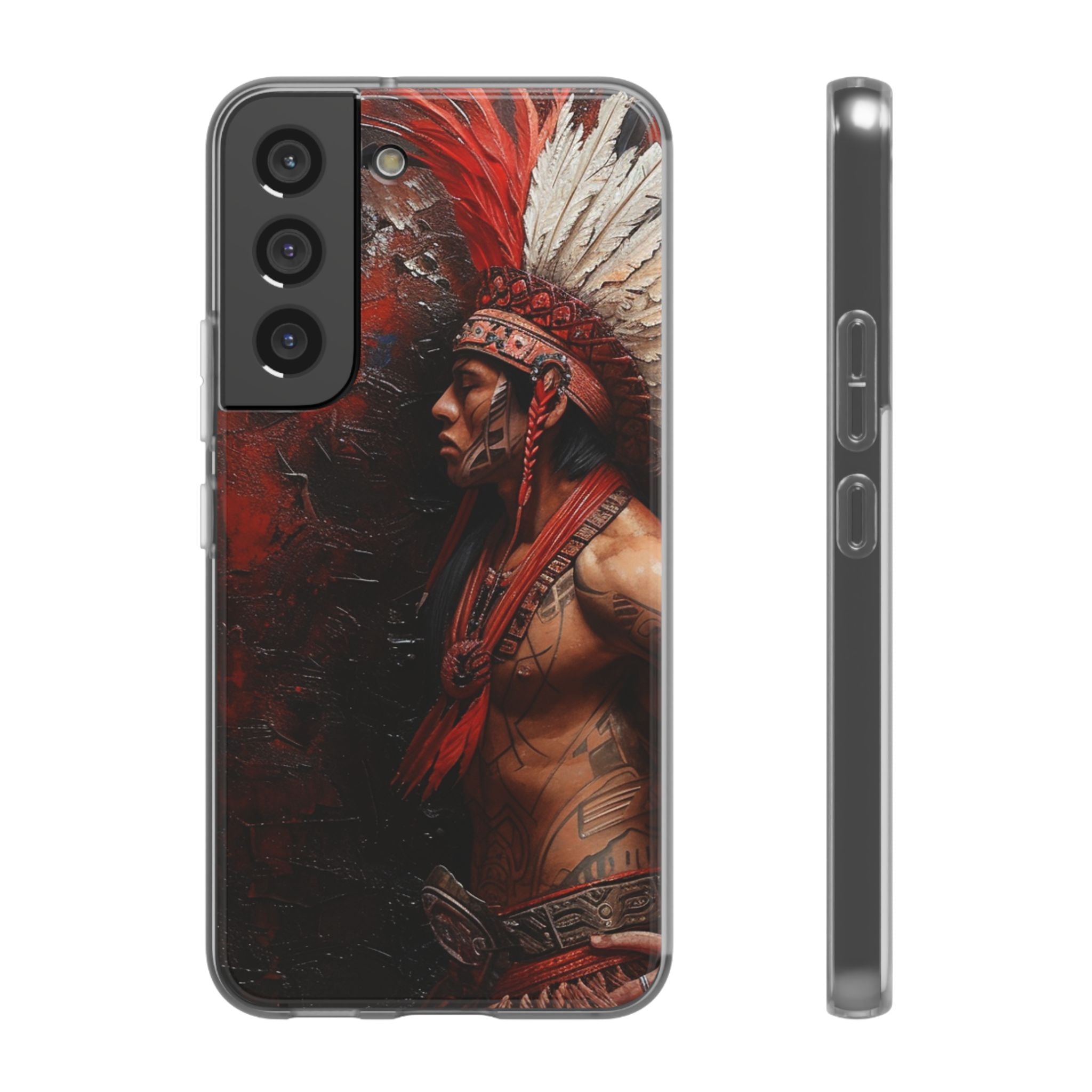 Aztec Noble Warrior – Flexi Phone Case (iPhone & Samsung • Clear TPU • Made in USA • Personalized Option)