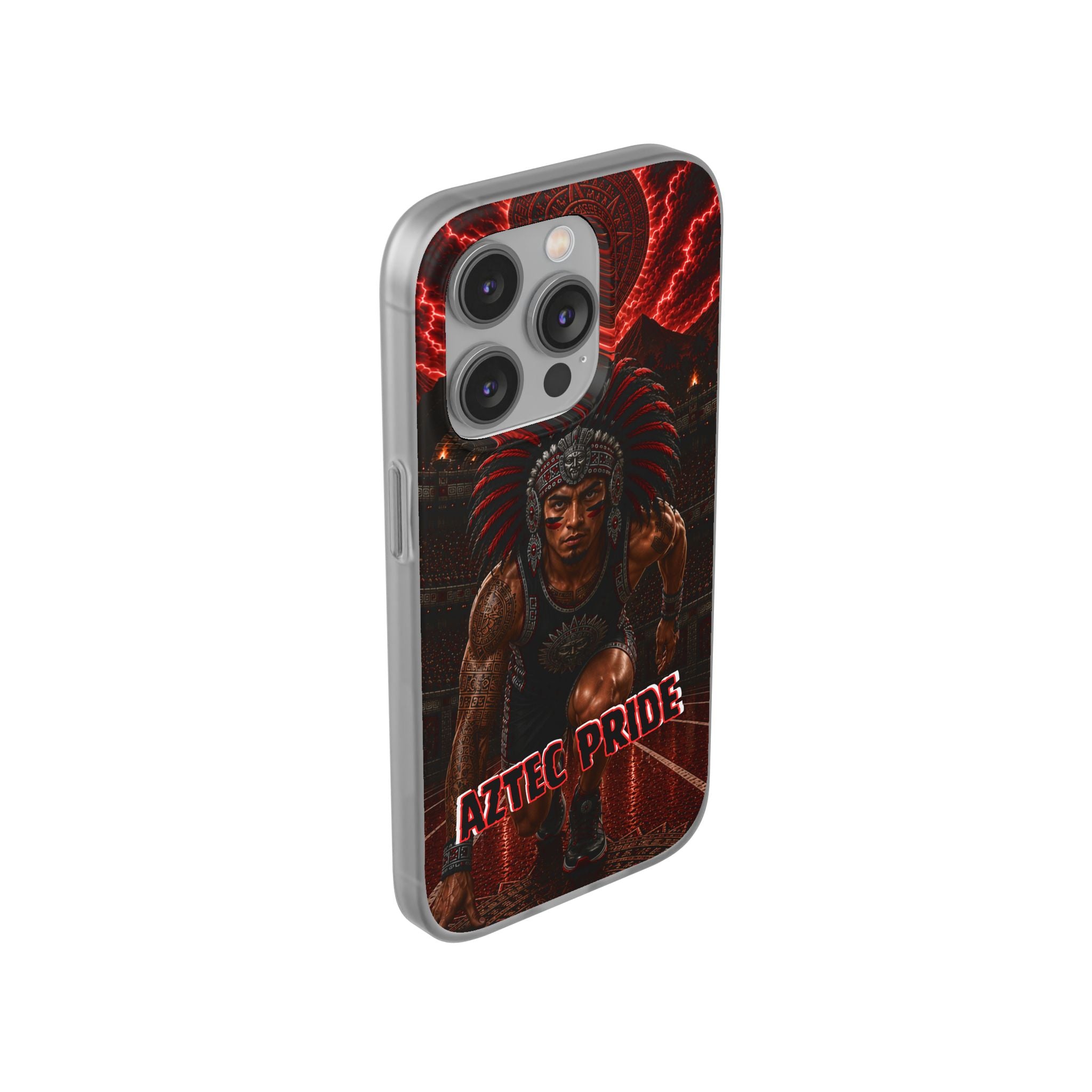 Aztec Track & Field Male Warrior – Flexi Phone Case (iPhone & Samsung • Clear TPU • Made & Shipped in the USA • 🚚 FREE USA Shipping • Personalized Option)