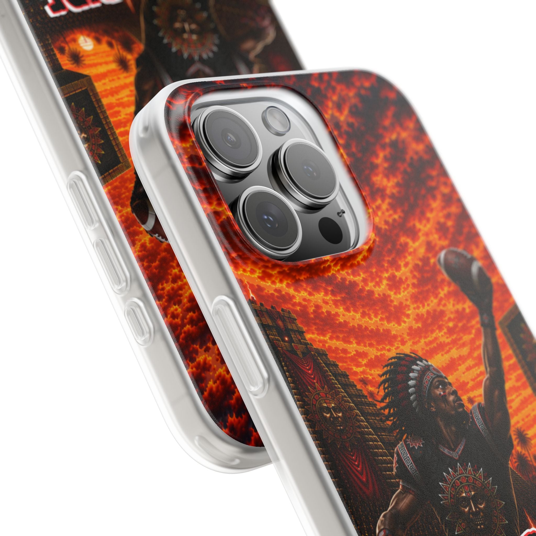 Aztec Football Warrior – Flexi Phone Case (iPhone & Samsung • Clear TPU • Made & Shipped in the USA • 🚚 FREE USA Shipping • Personalized Option)