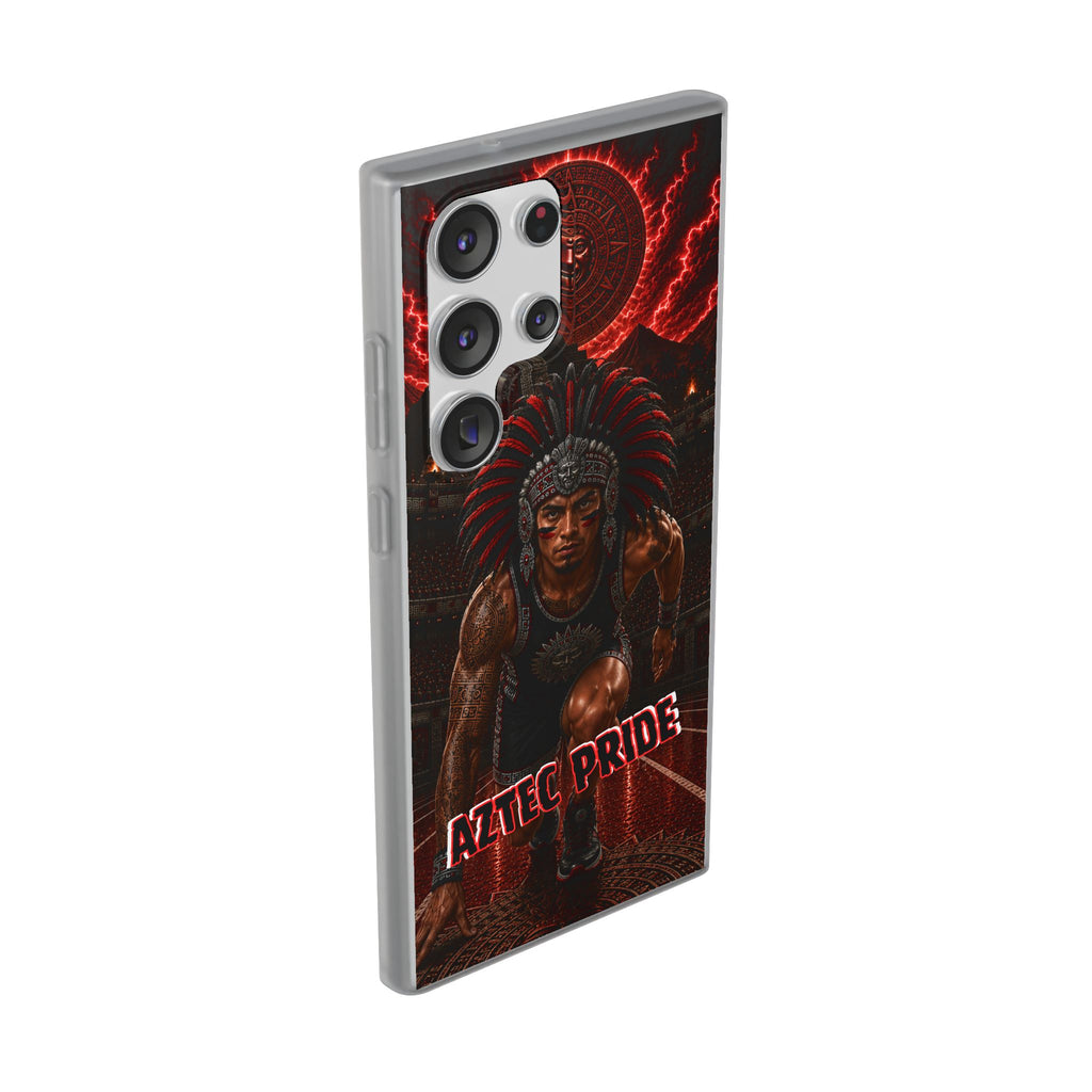 Aztec Track & Field Male Warrior – Flexi Phone Case (iPhone & Samsung • Clear TPU • Made & Shipped in the USA • 🚚 FREE USA Shipping • Personalized Option)