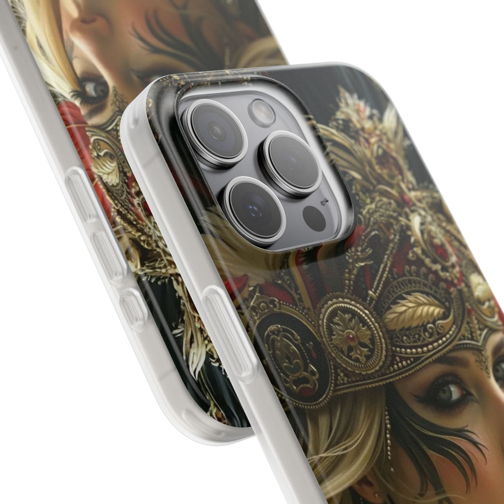 Aztec Fireheart Queen – Flexi Phone Case (iPhone & Samsung • Clear TPU • Made in USA • Personalized Option)