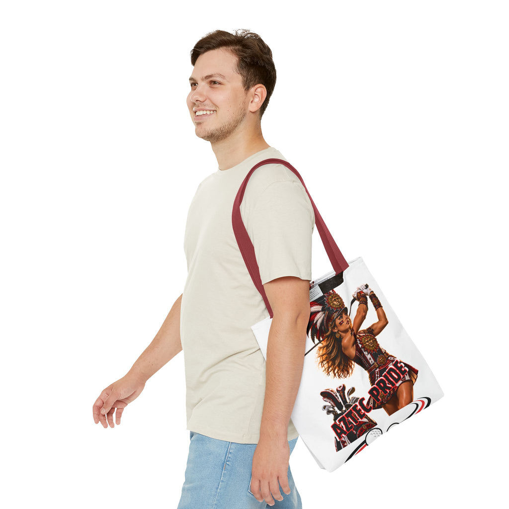 Aztec Golf Female Warrior Tote Bag | Aztec-Inspired AI Art • Made & Shipped in the USA • 🚚 FREE USA Shipping • FREE Personalization