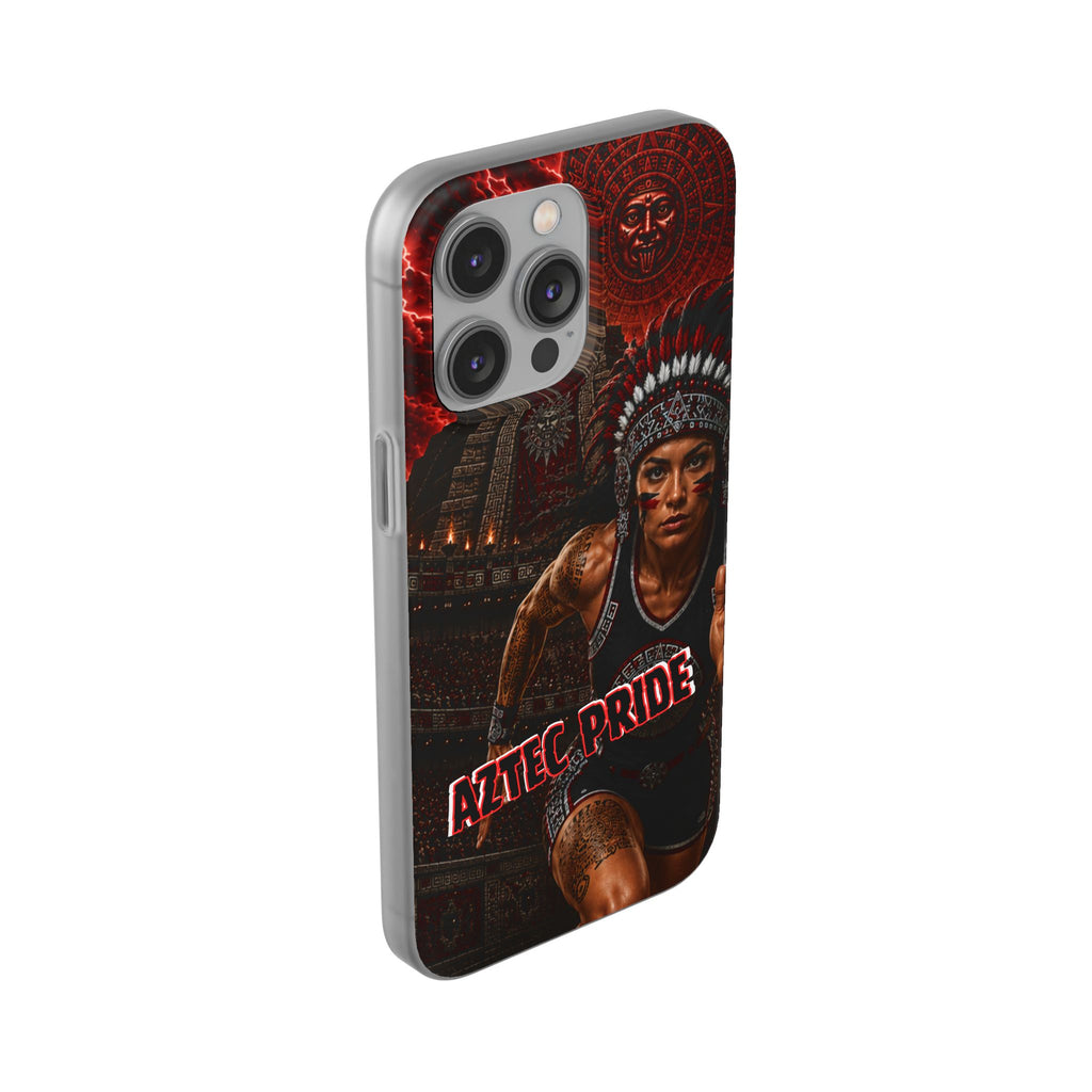 Aztec Track & Field Female Warrior – Flexi Phone Case (iPhone & Samsung • Clear TPU • Made & Shipped in the USA • 🚚 FREE USA Shipping • Personalized Option)